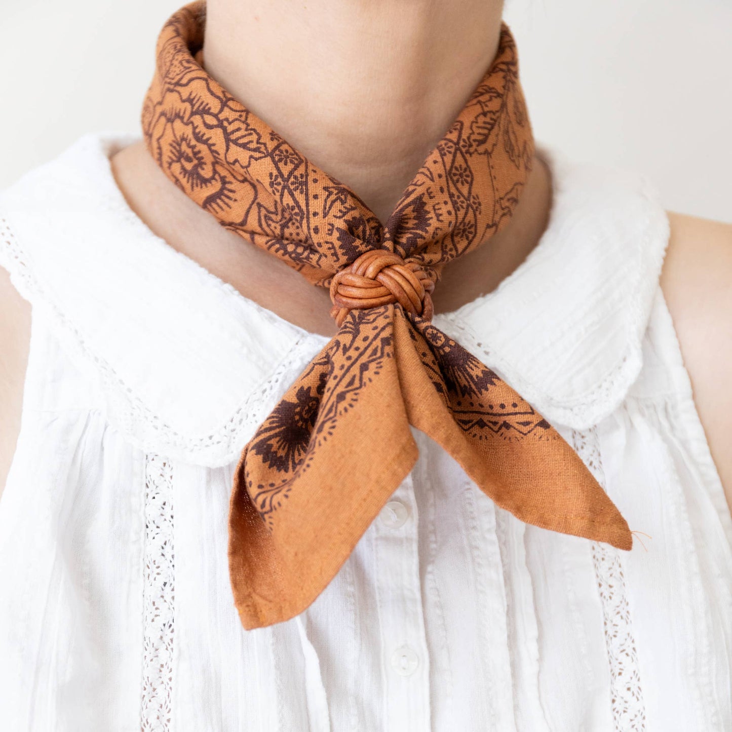 Natural Dye Silk Scarf Bandana in Golden Oak