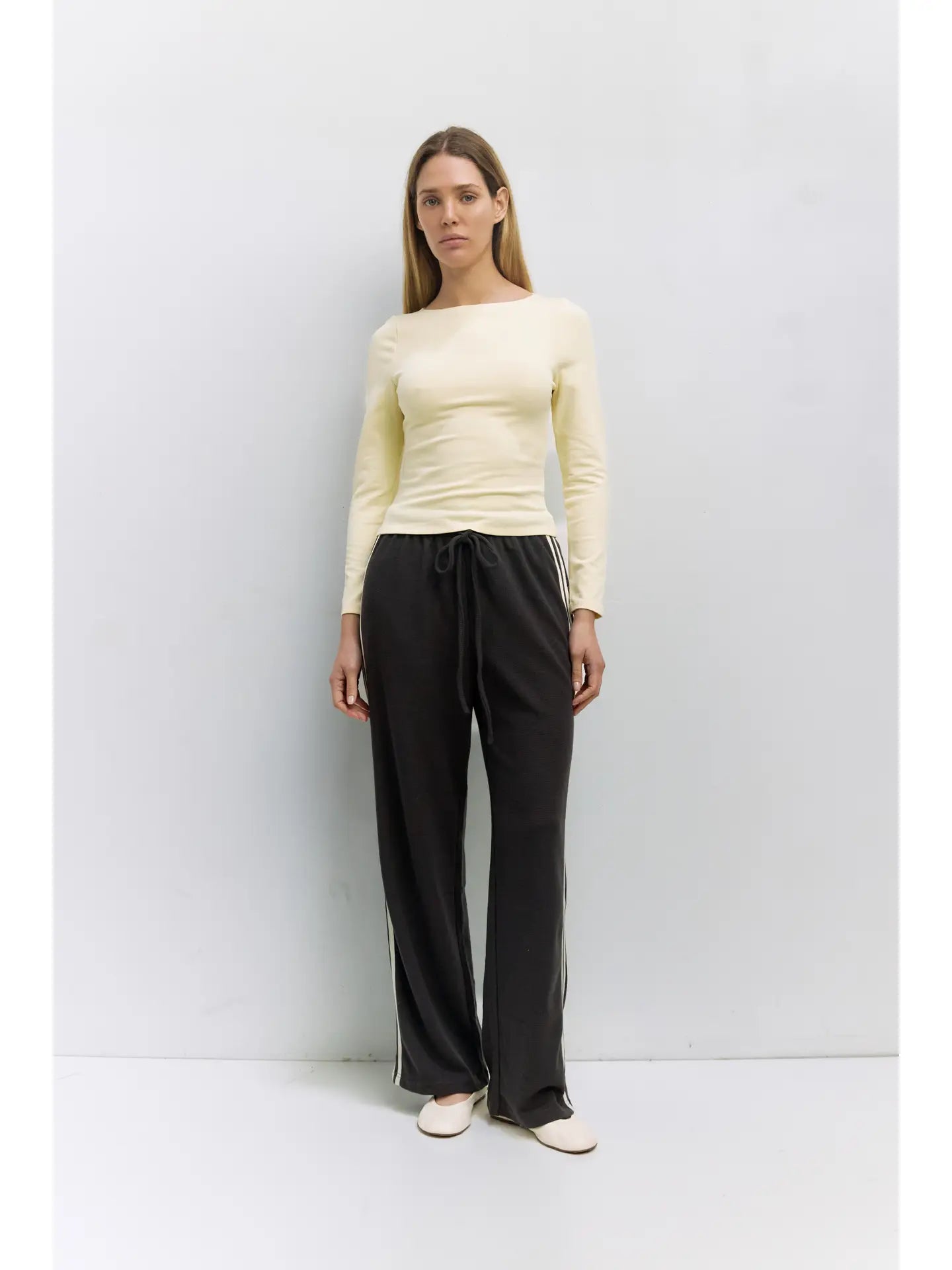 The Enzo Pants in Charcoal & Cream