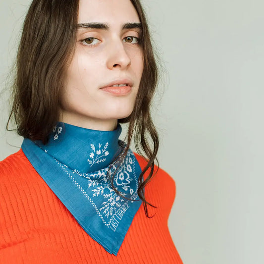 Cotton Field Scarf Bandana in Azure Blue