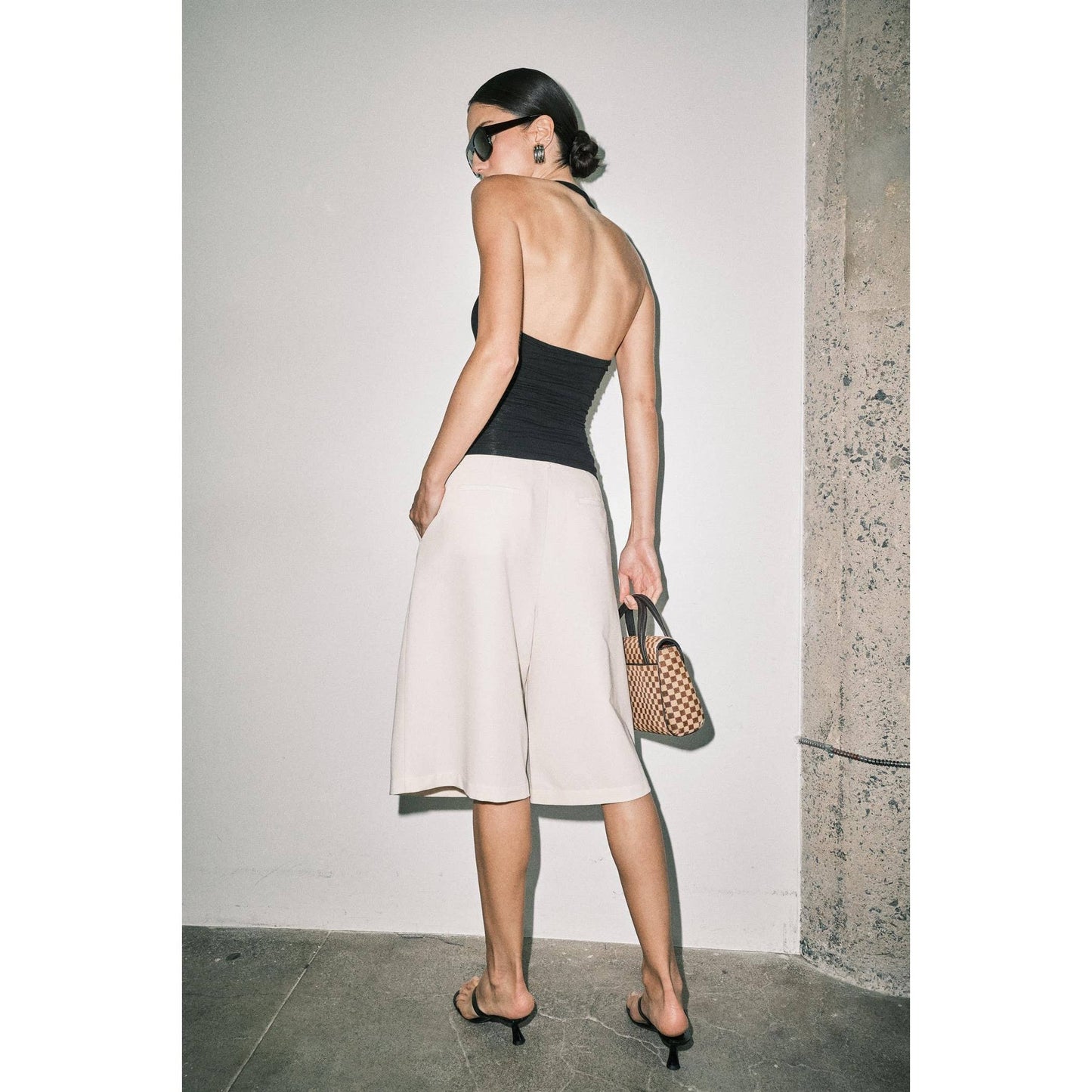 The Helena Ruched Halter Top in Black