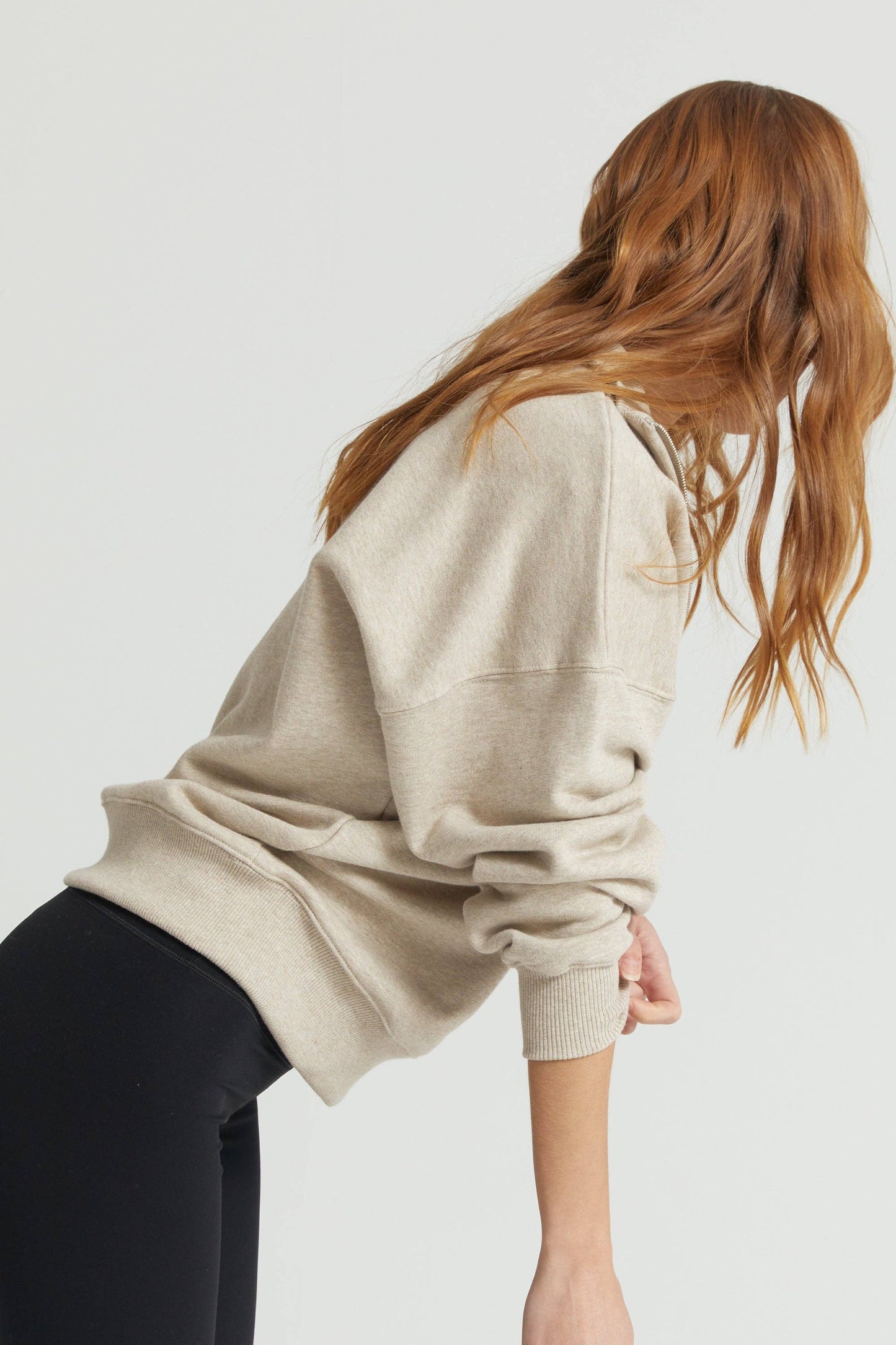 The 1/2 Zip Travel Sweatshirt in Oatmeal