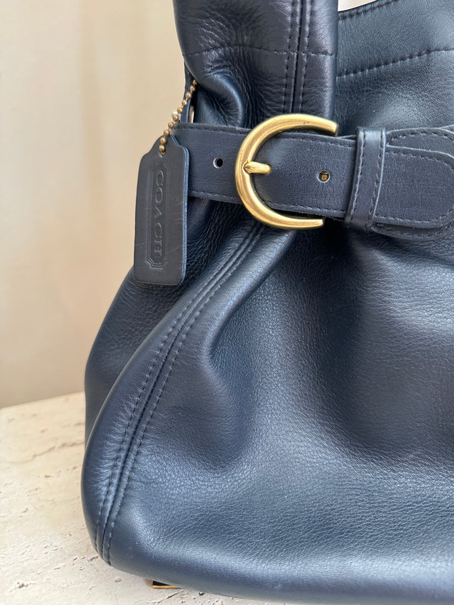 Vintage Coach Midnight Navy Leather Soho Bucket Bag