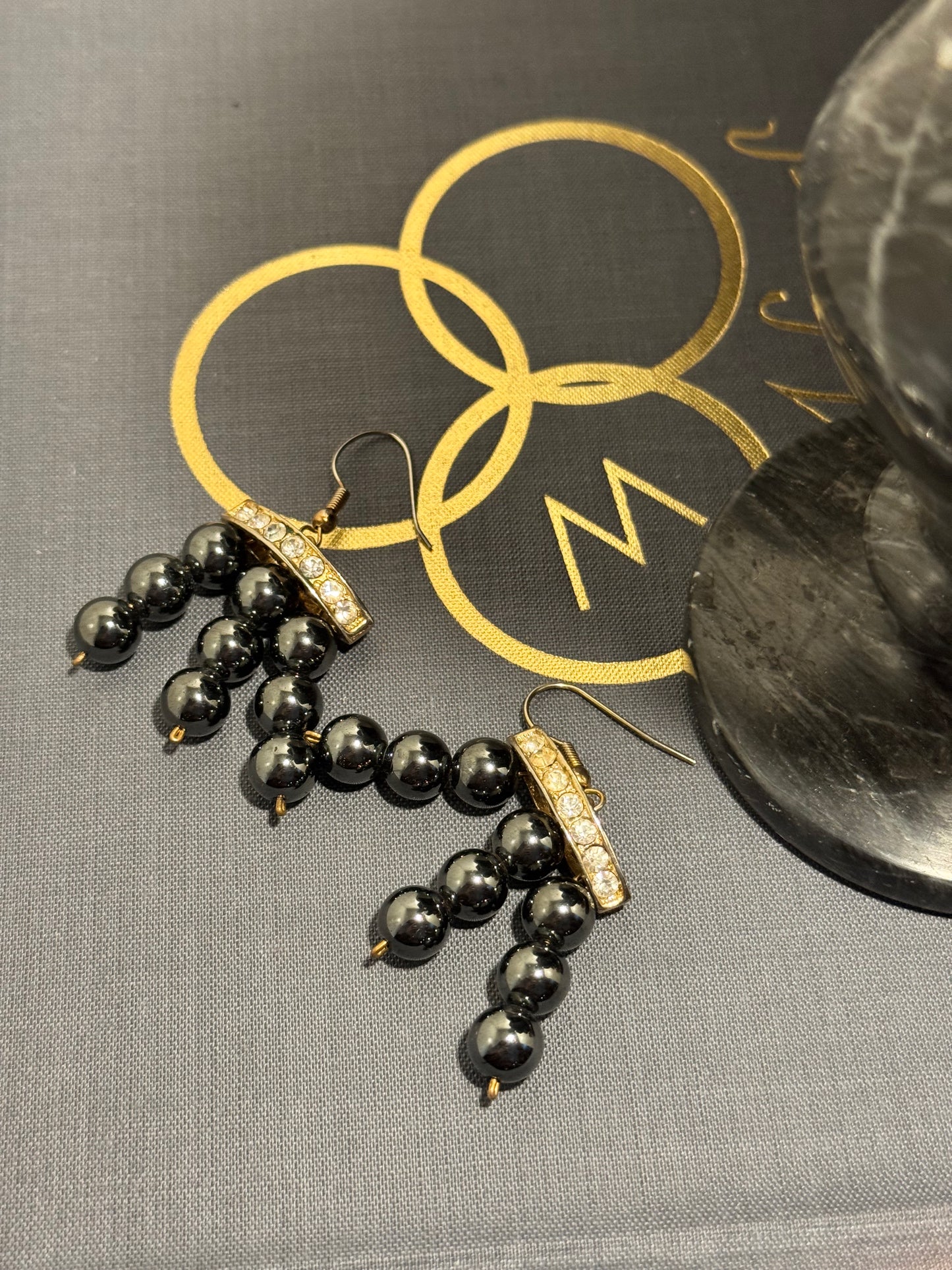 Vintage Black Tie Fringe Earrings