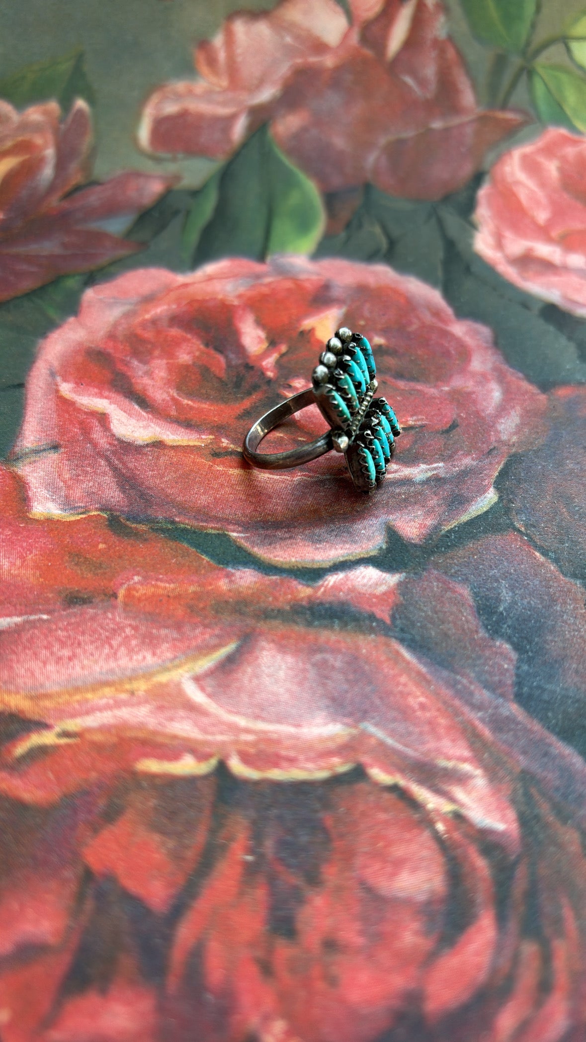 Jill Turquoise Stacked Square Western Mexican Sterling Ring