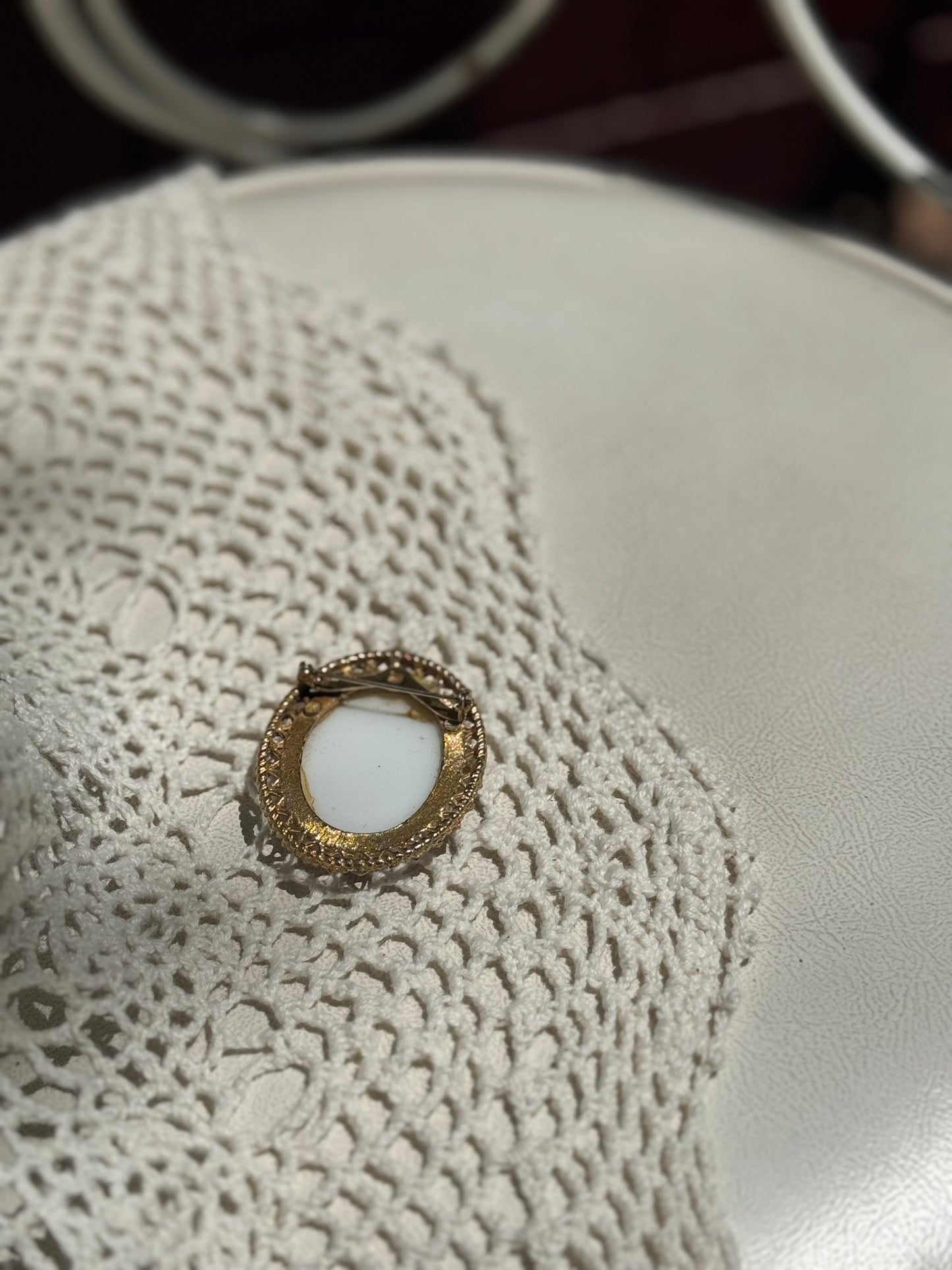 Vintage Victorian Cameo Porcelain Brooch