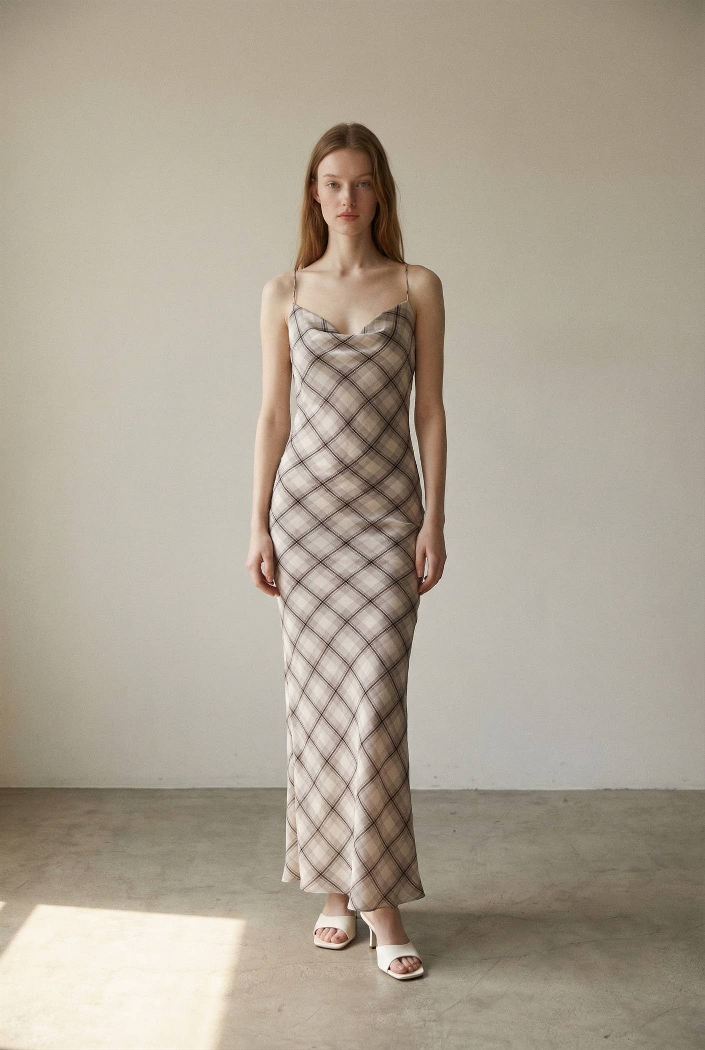 The Camilla Plaid Chiffon Maxi Dress