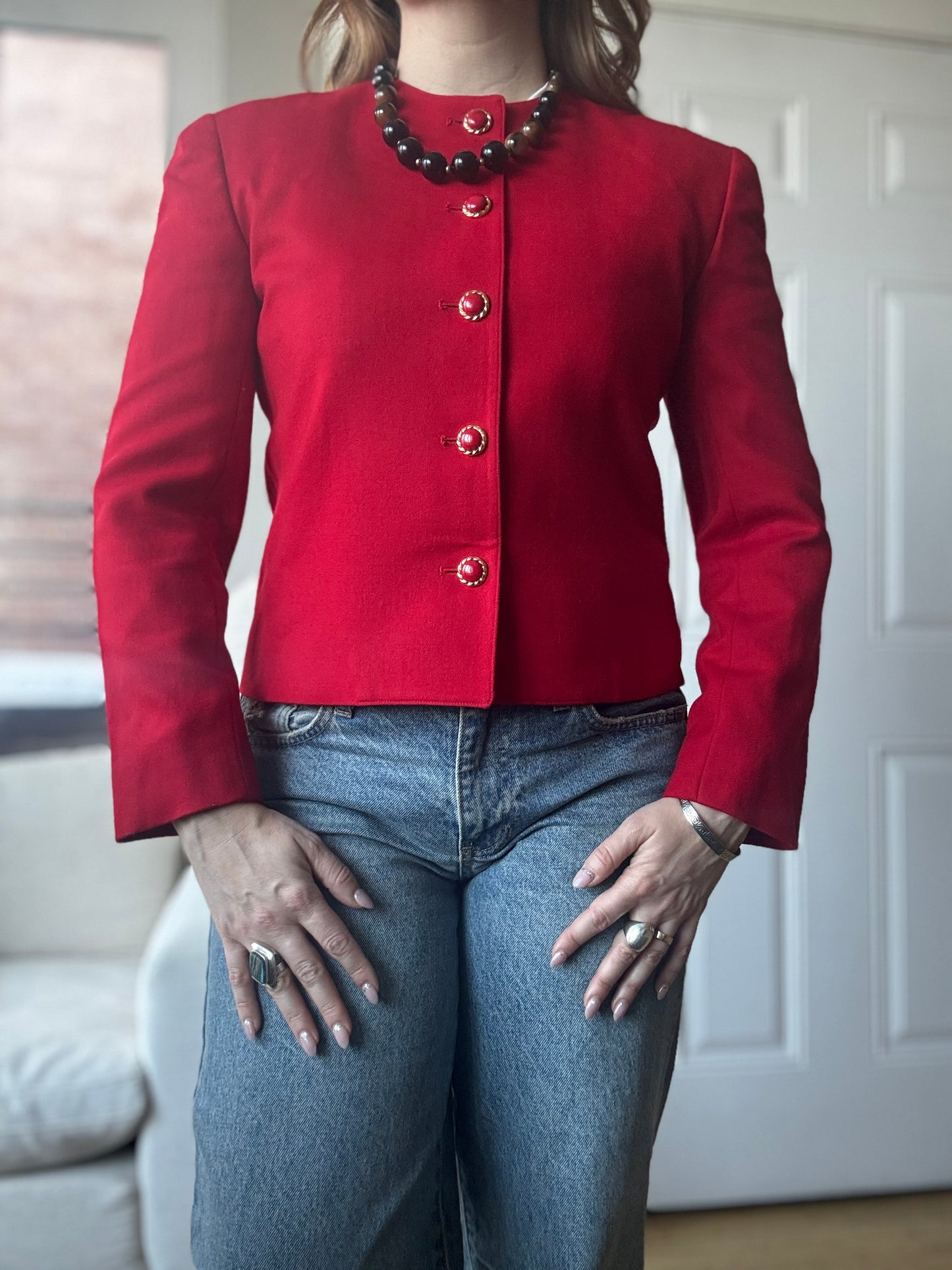 1970s/early 1980s Evan-Picone for Lord & Taylor 100% wool cropped blazer