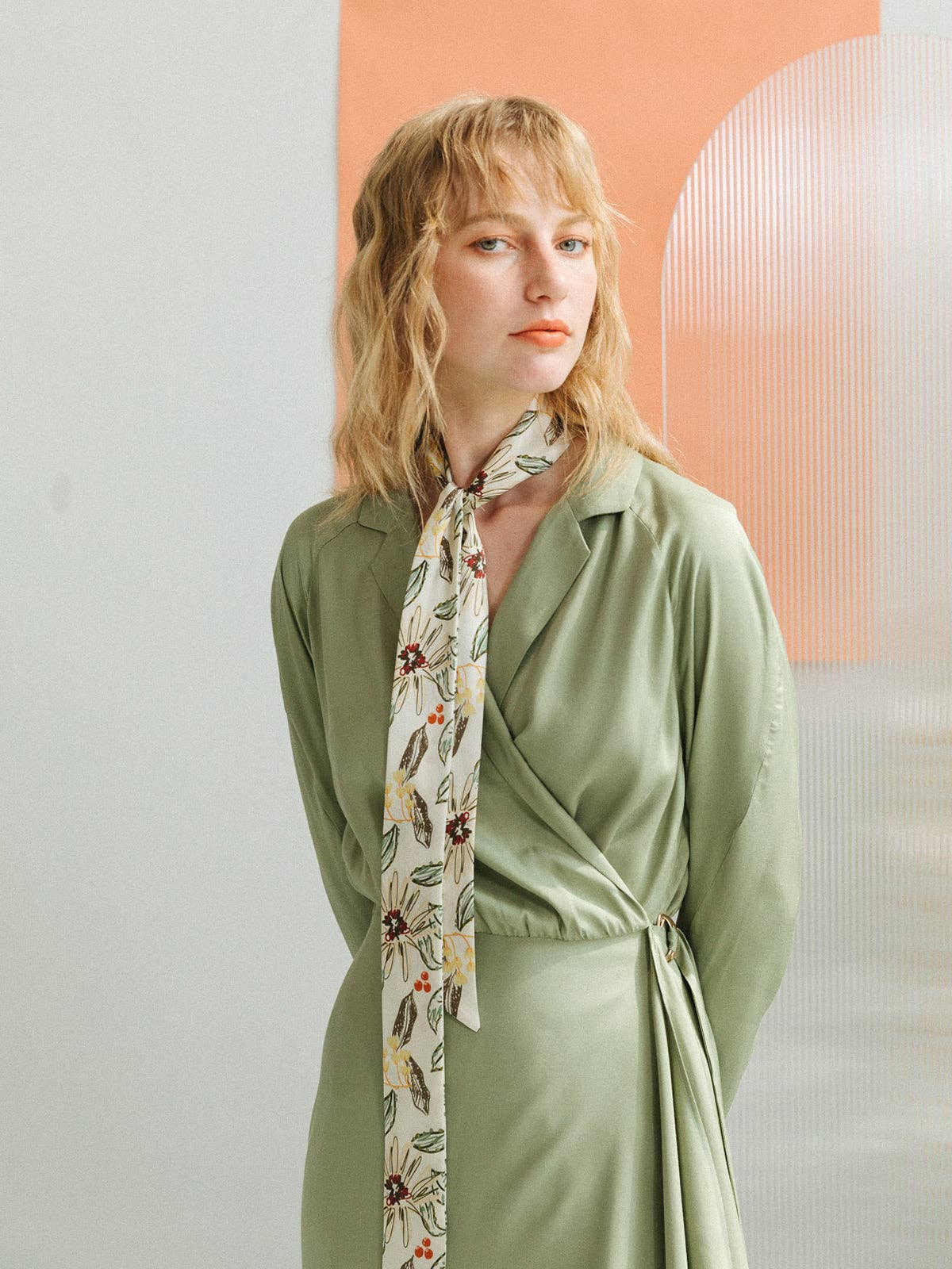 Forest Charm Silk Skinny Scarf in Vanilla