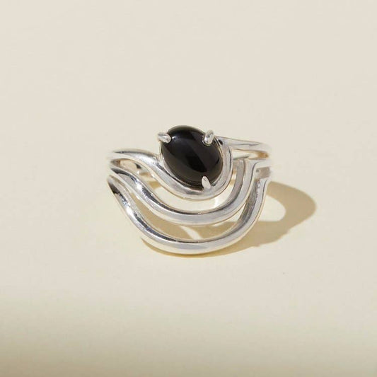 Sway Ring- Sterling Silver - onyx