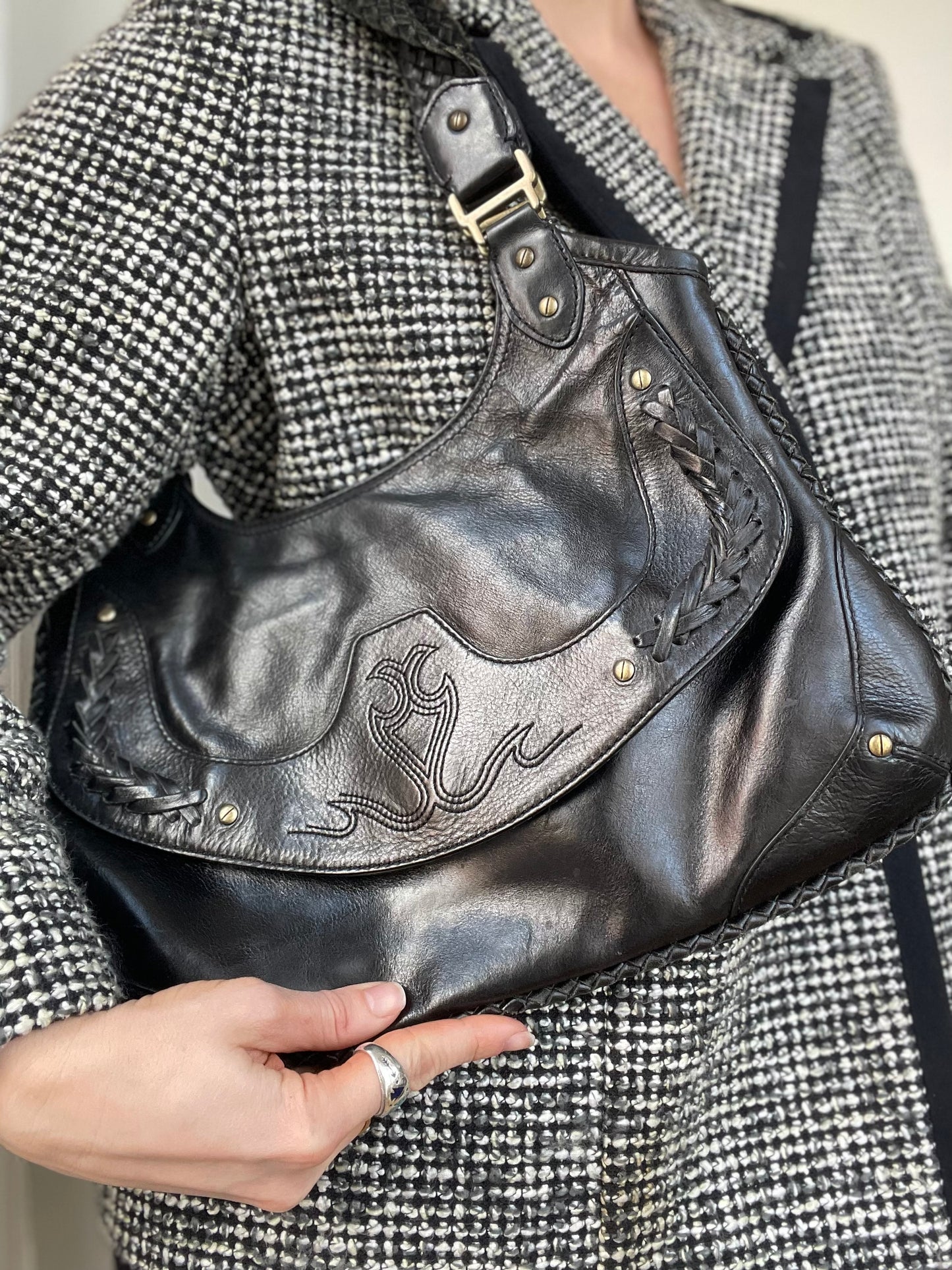 Vintage Cole Haan western bag with magnetic closure