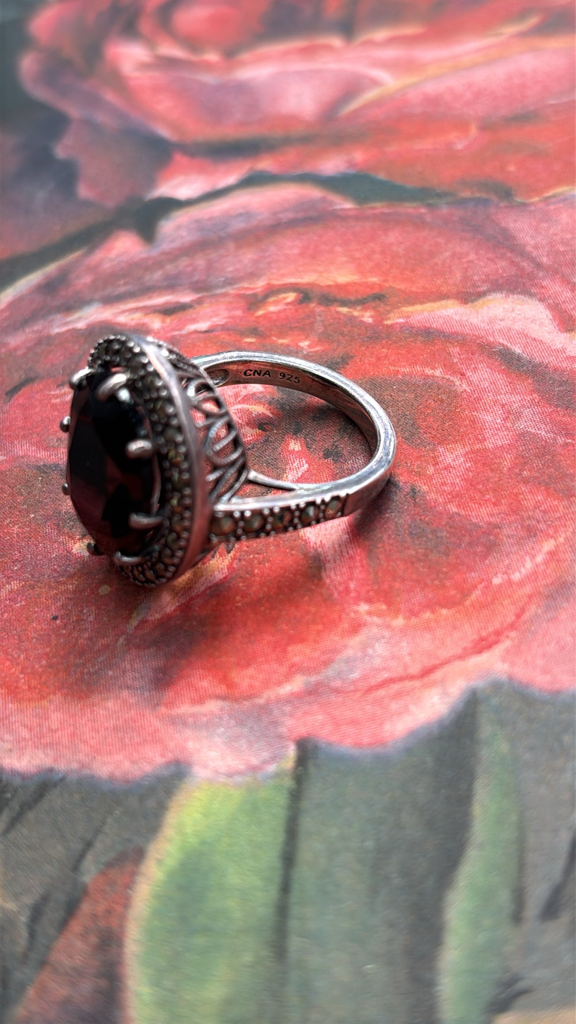 Vintage Black Onyx Deco Cocktail Ring