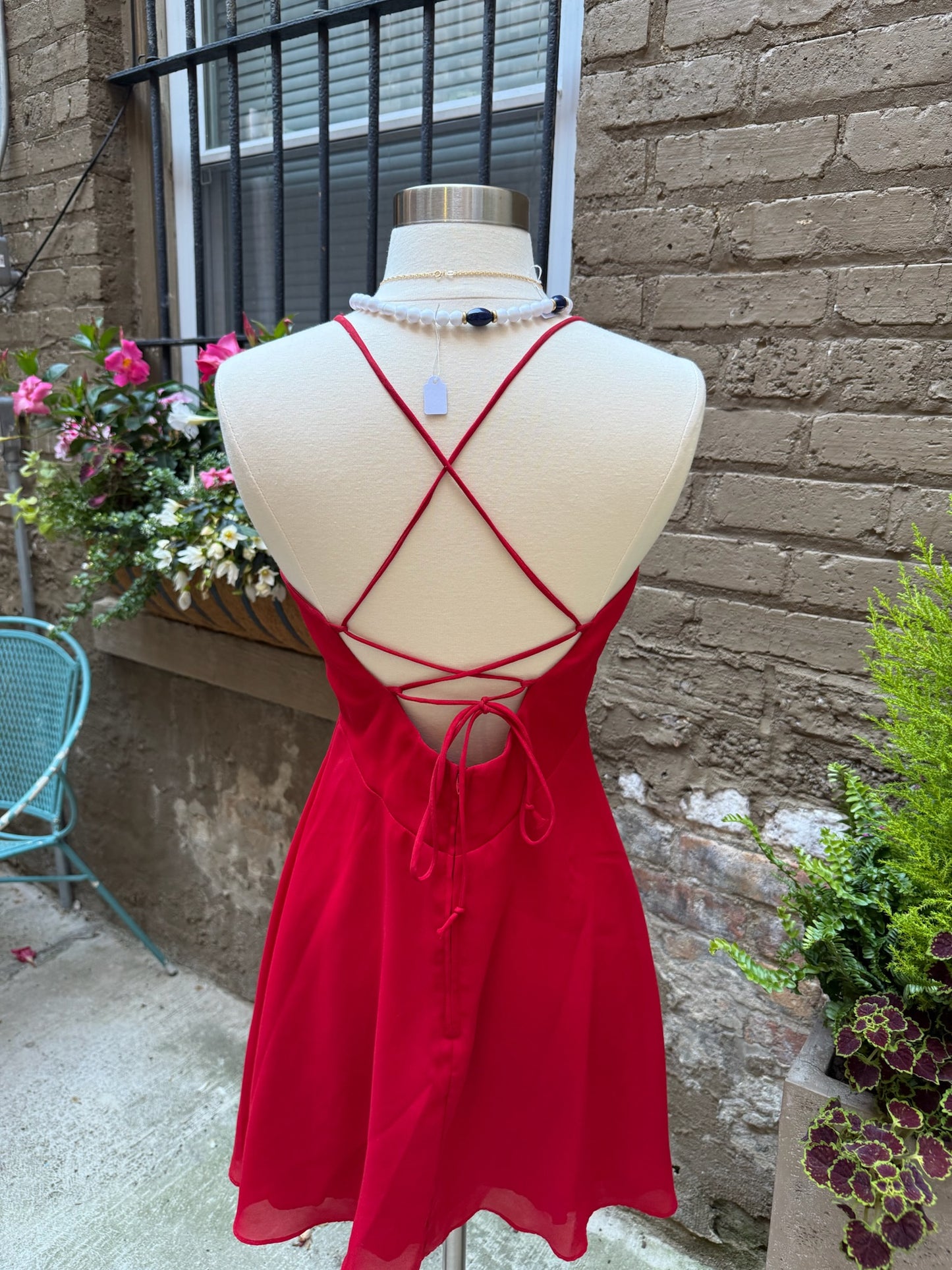 1990s Blondie and Me Criss Cross Back Party Dress