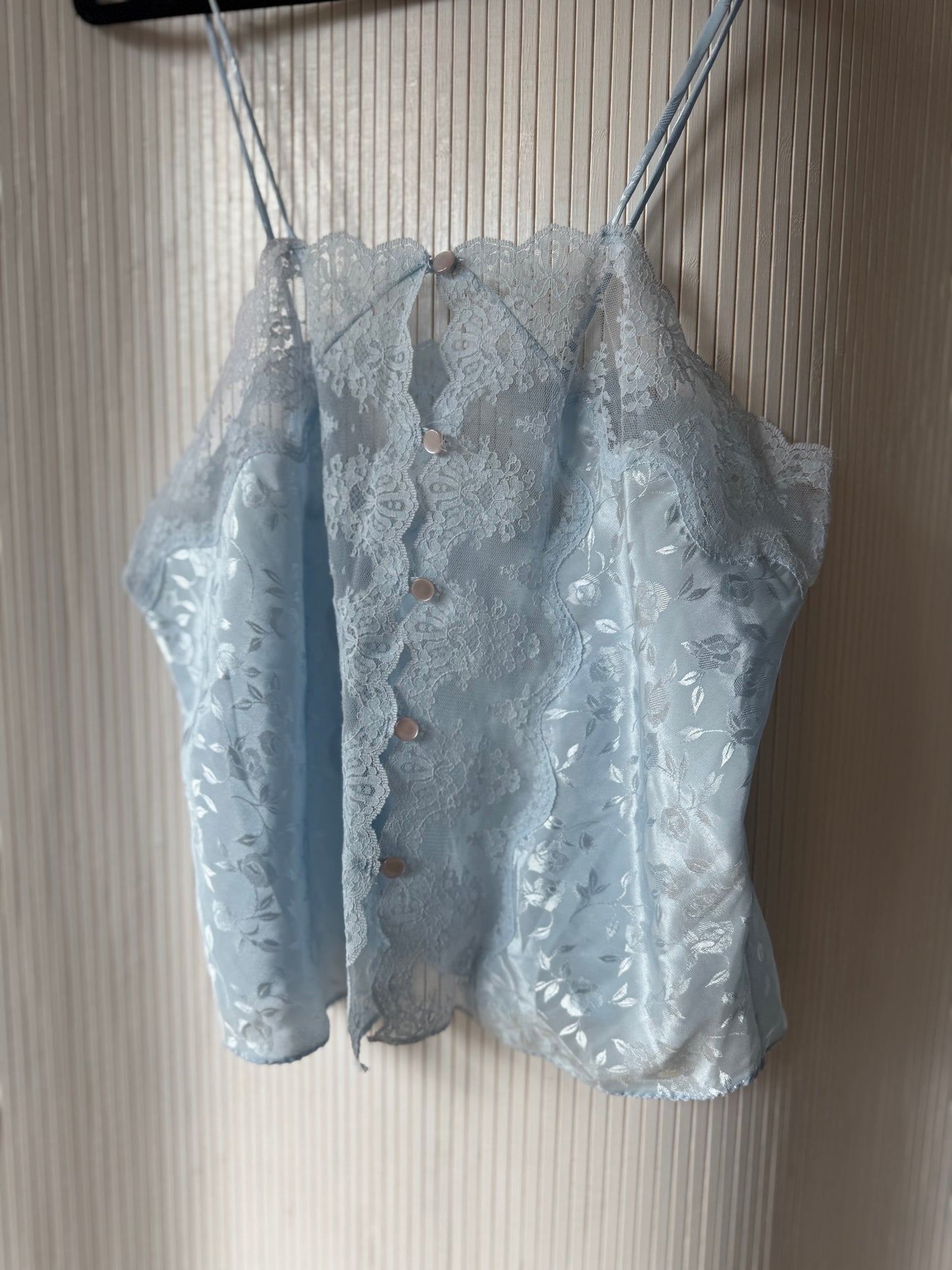 Vintage 1980s Ilise Stevens Baby Blue Lace Tank