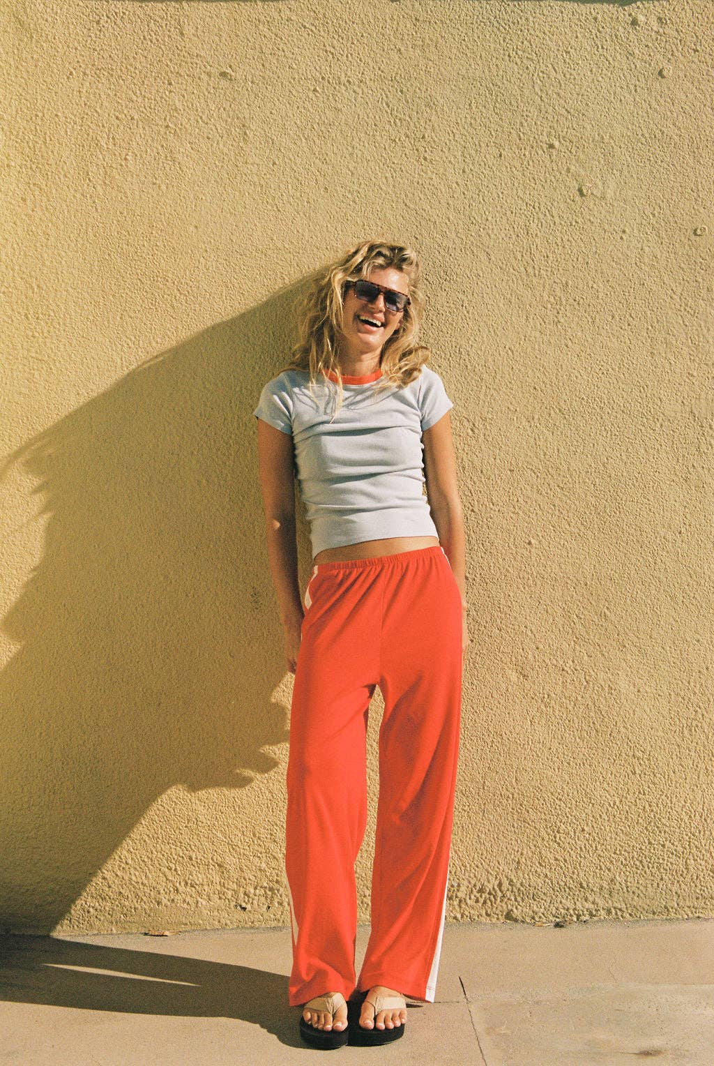 Pointelle Track Pant in Tomato