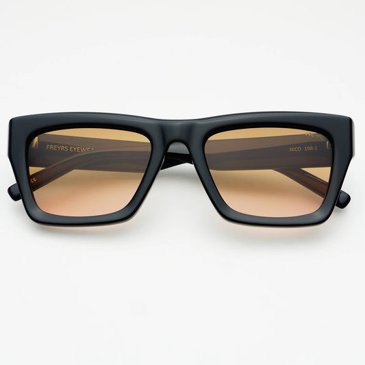 The Nico Unisex Rectangular Sunnies in Black and Brown