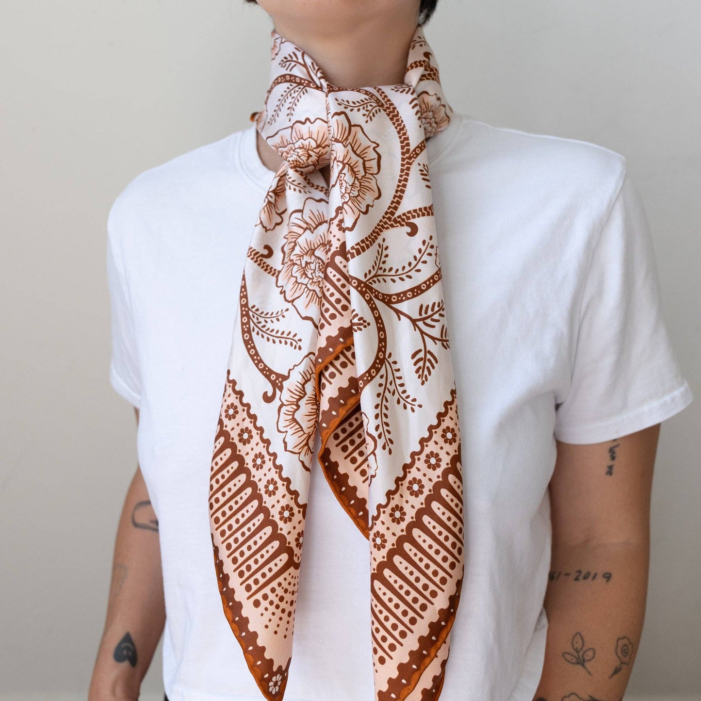 Silk Twill Scarf Ramble in Sandstone