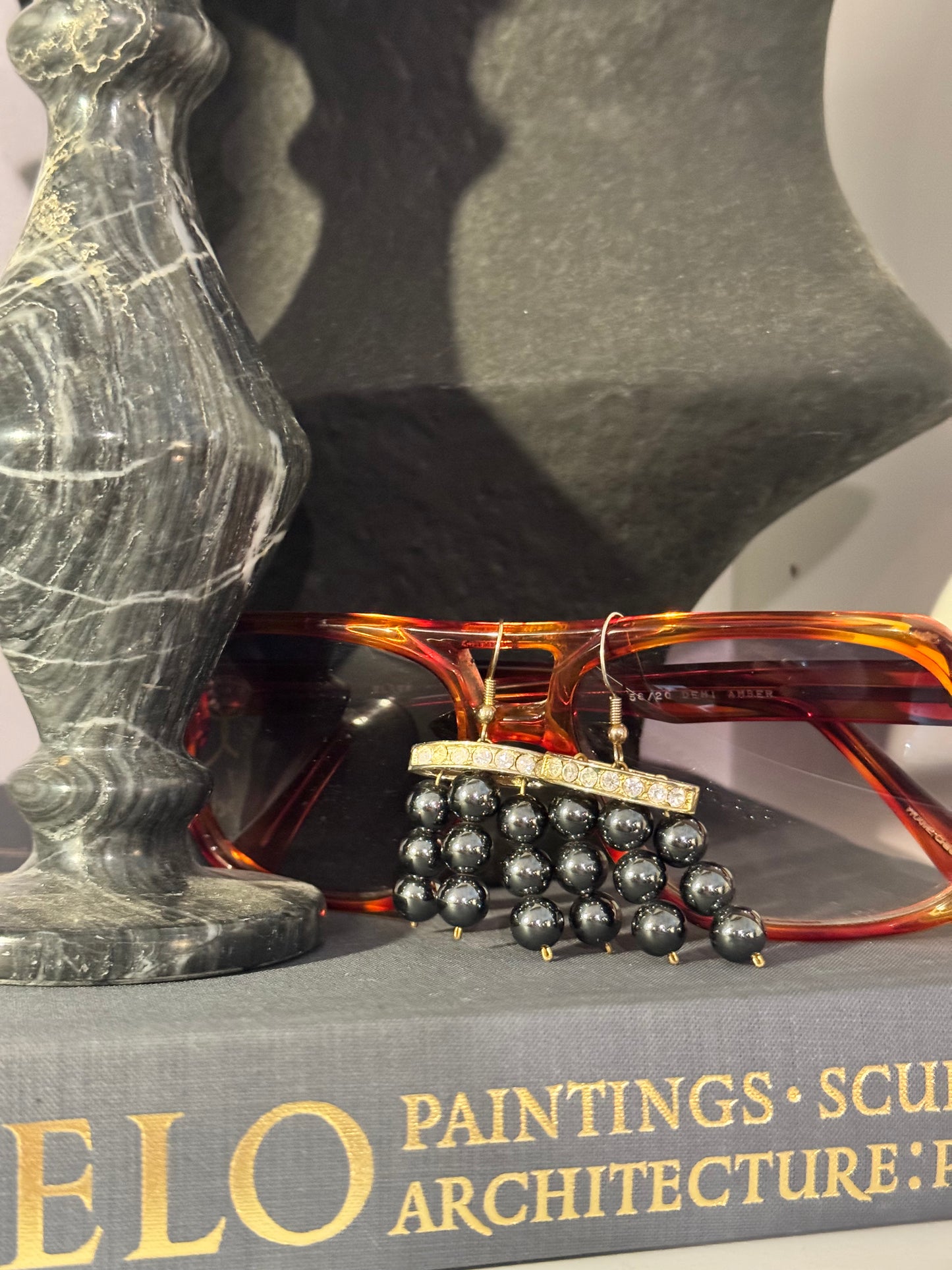 Vintage Black Tie Fringe Earrings