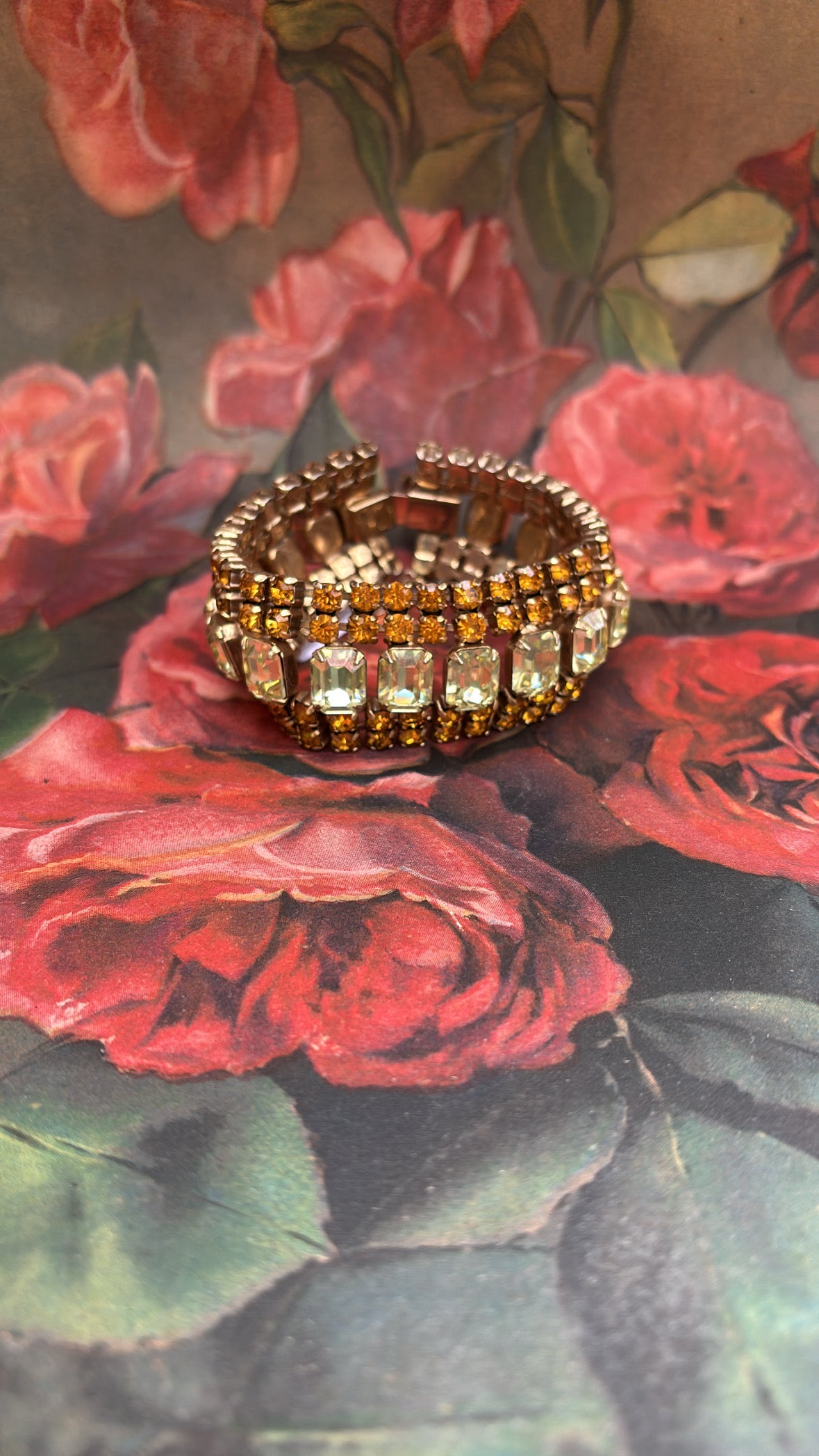 Gold & Green Costume Jewelry Bracelet