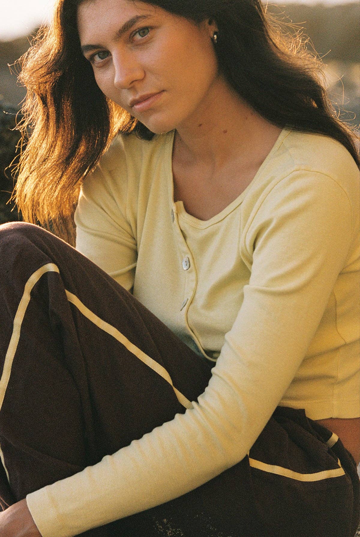Organic Slant Cardi in Lime