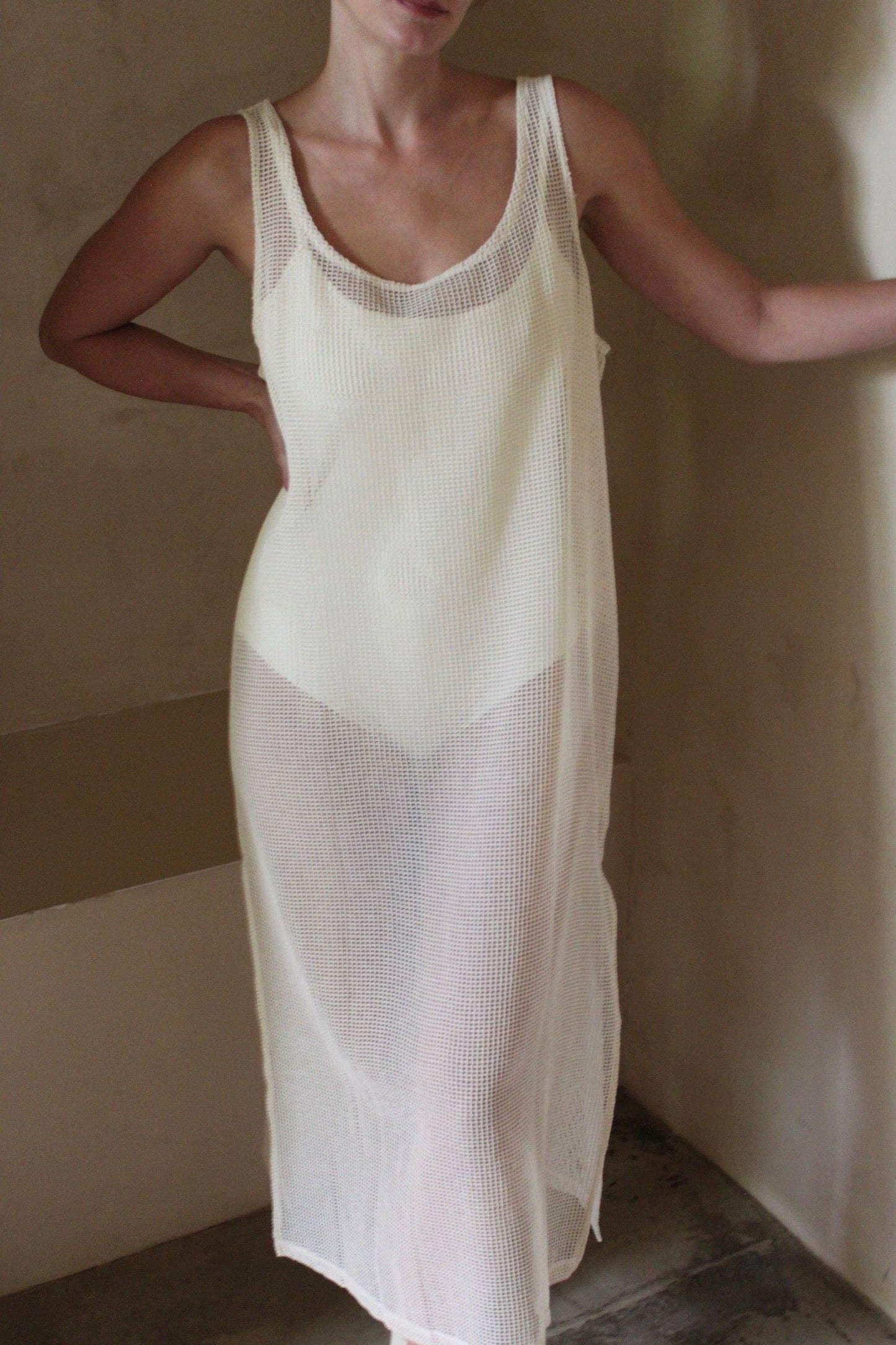 The Marni Netted Cotton Dress in Ecru