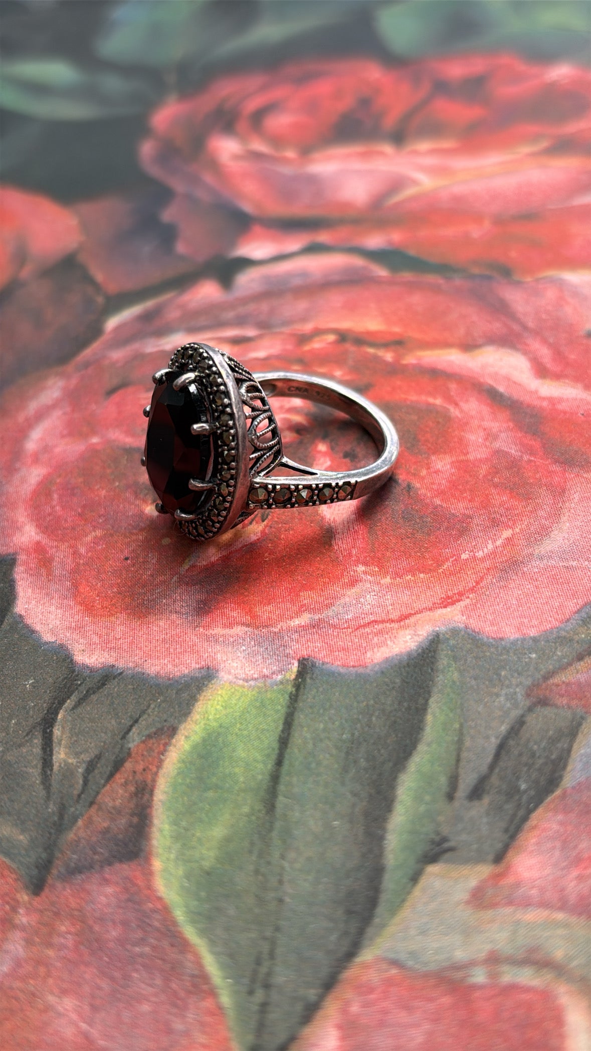 Vintage Black Onyx Deco Cocktail Ring