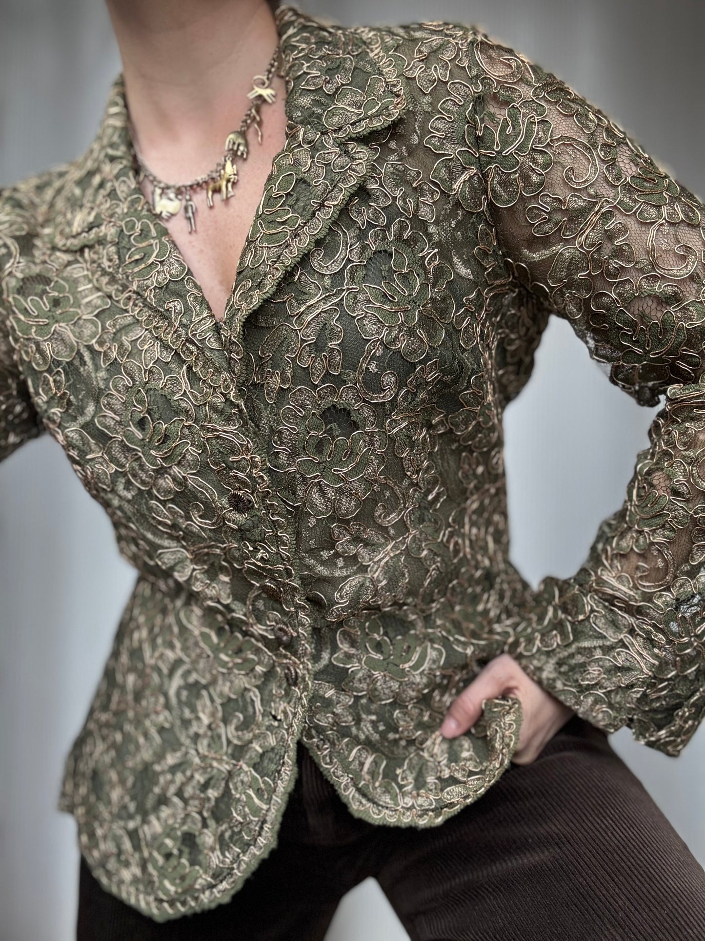 Vintage Chetta B Embroidered Sheer Lace Jacket