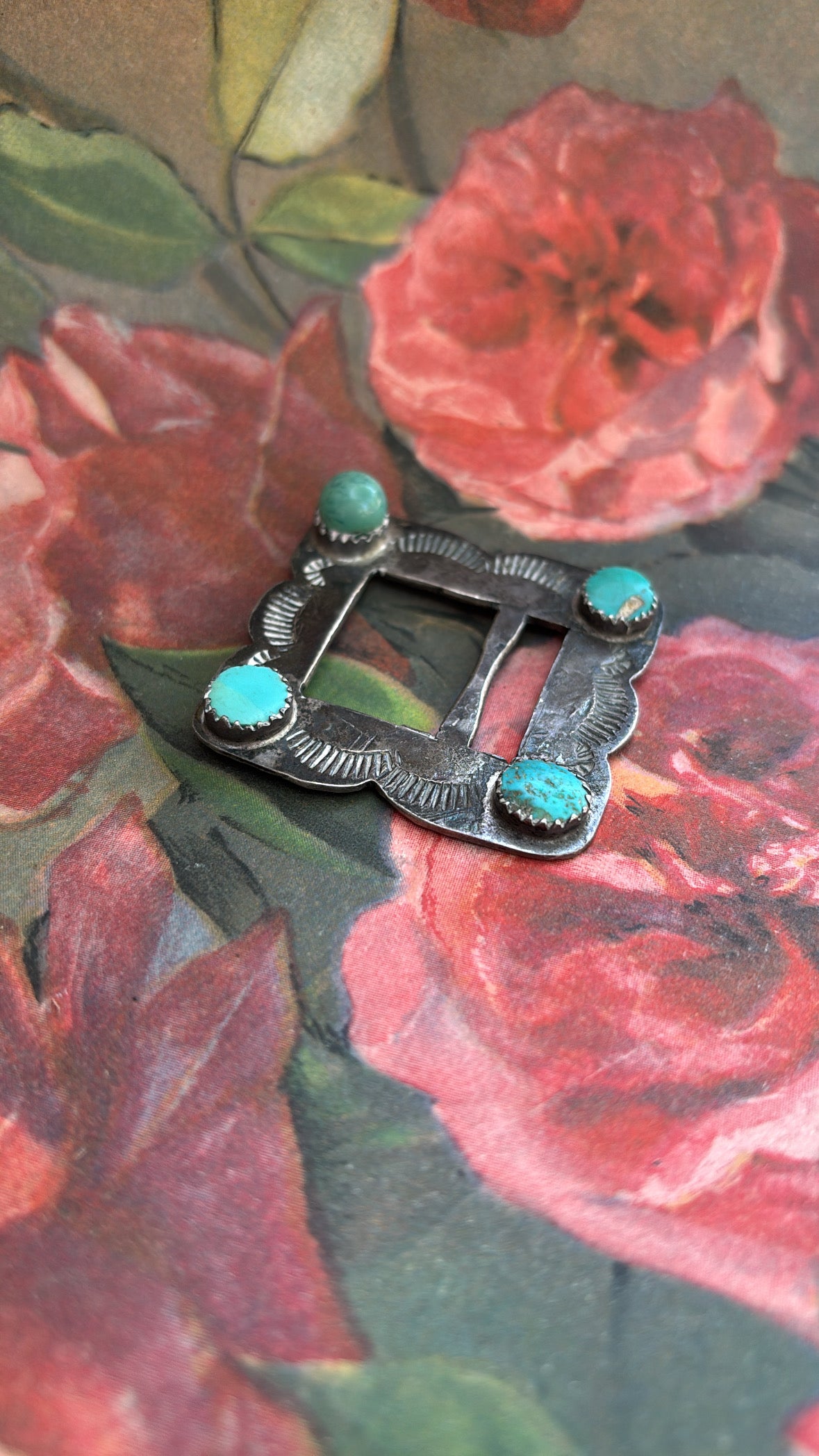 Jill Turquoise Belt Buckle Western Mexican Sterling