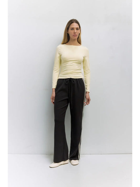 The Enzo Pants in Charcoal & Cream