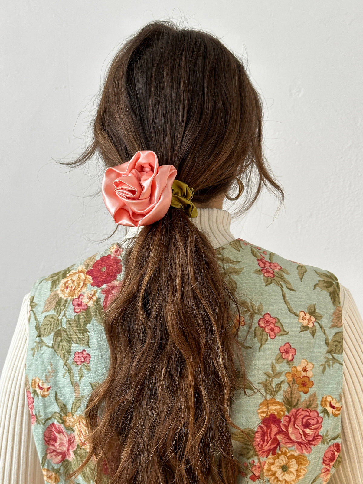 Rosette Scrunchie in Peach by Room Shop