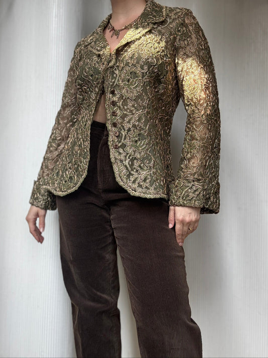 Vintage Chetta B Embroidered Sheer Lace Jacket