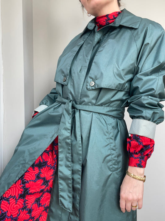 Vintage 1970s Green Trench