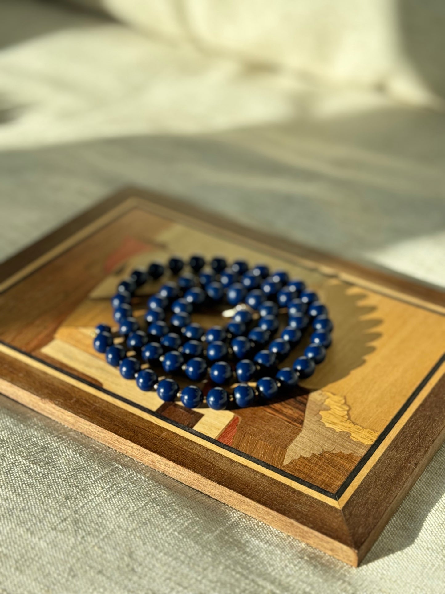 Vintage Trifari blue beaded necklace