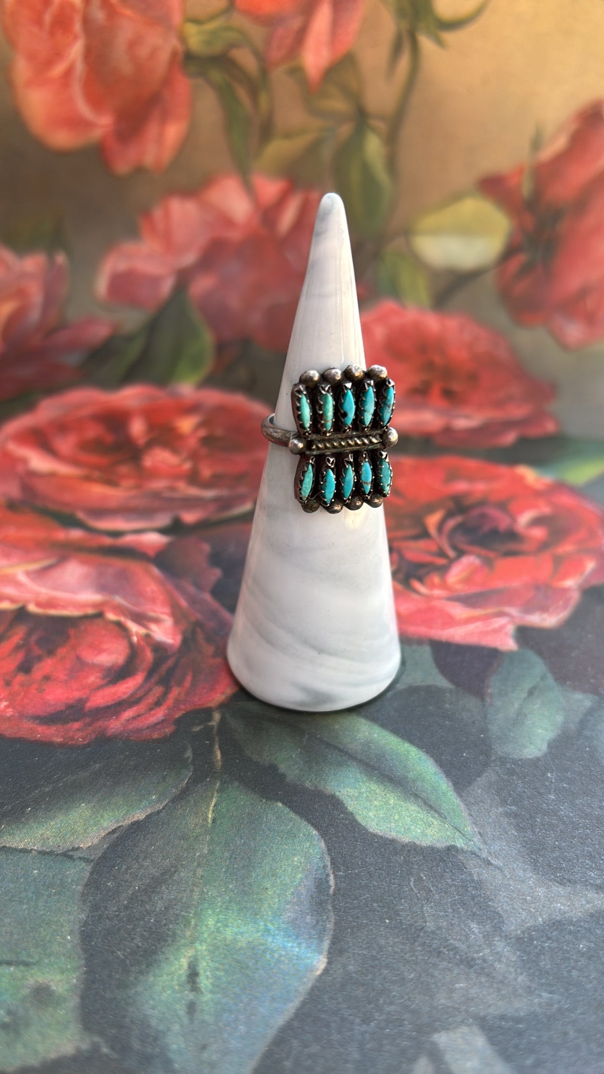 Jill Turquoise Stacked Square Western Mexican Sterling Ring