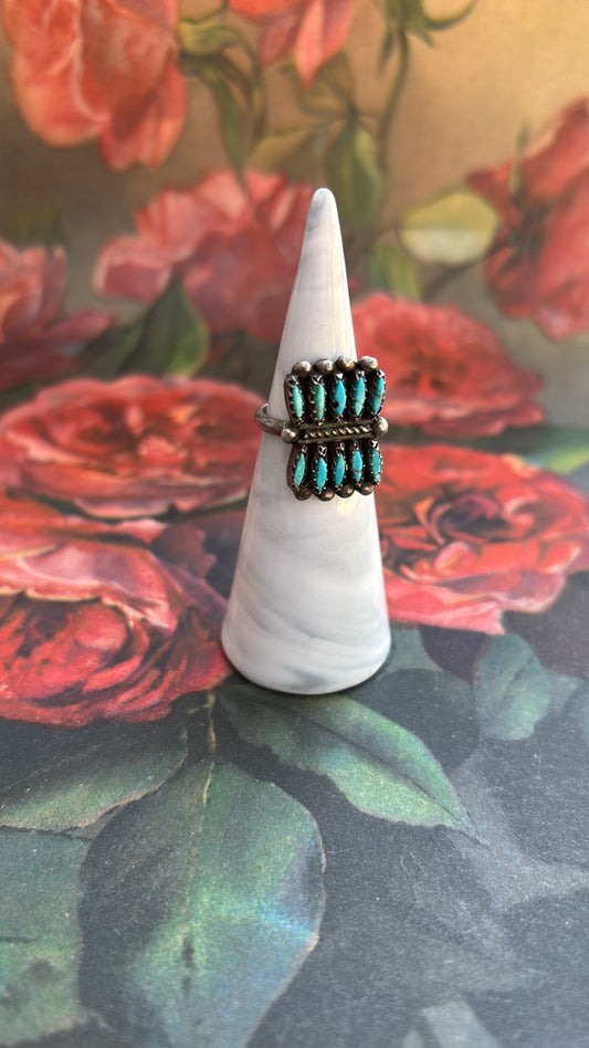 Jill Turquoise Stacked Square Western Mexican Sterling Ring