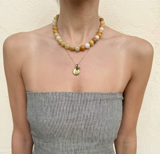 Caramel Yellow Topaz Beaded Necklace 16"