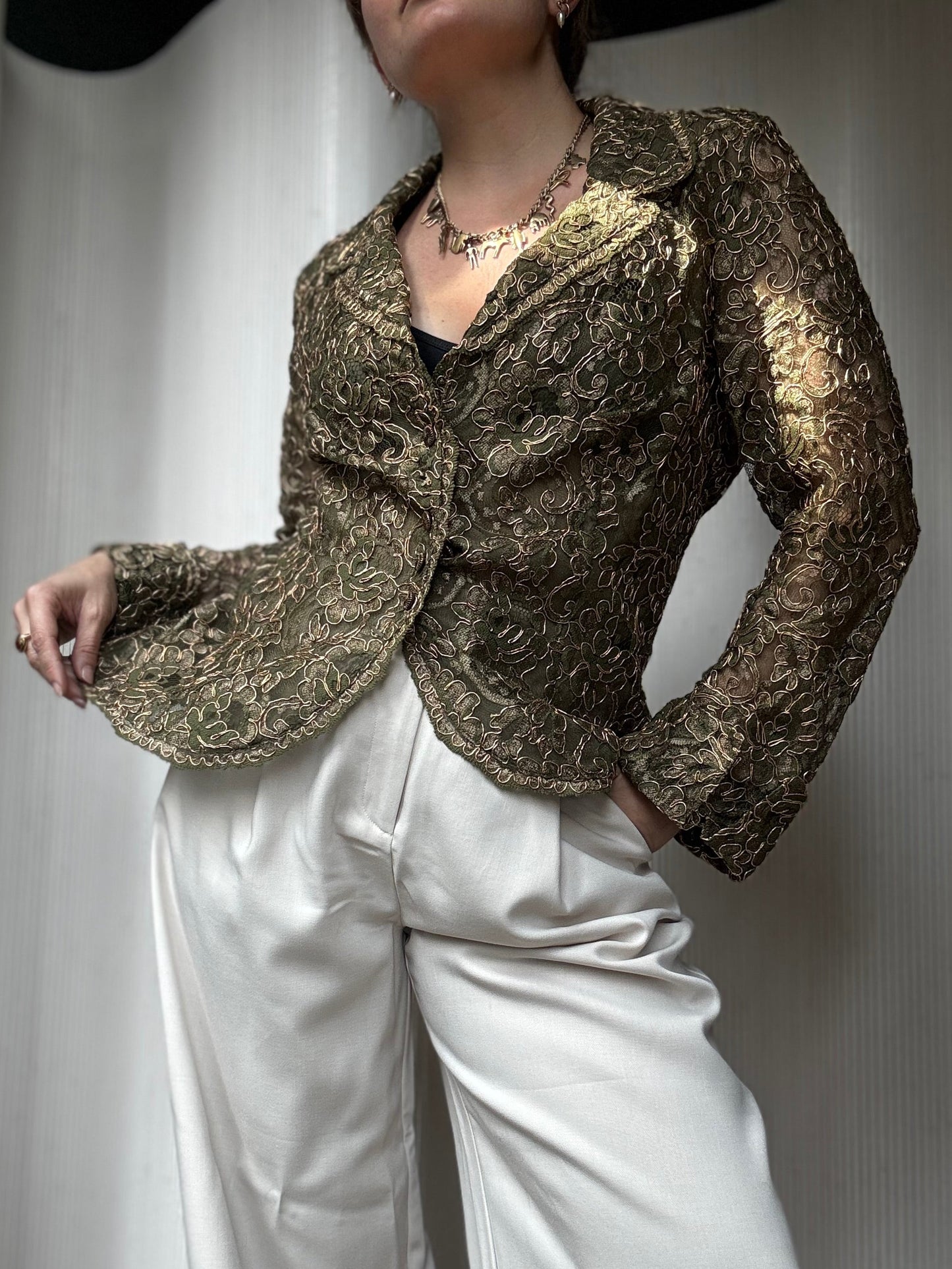 Vintage Chetta B Embroidered Sheer Lace Jacket