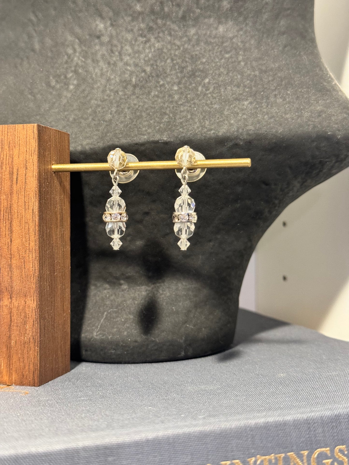 Vintage crystal bead statement earrings