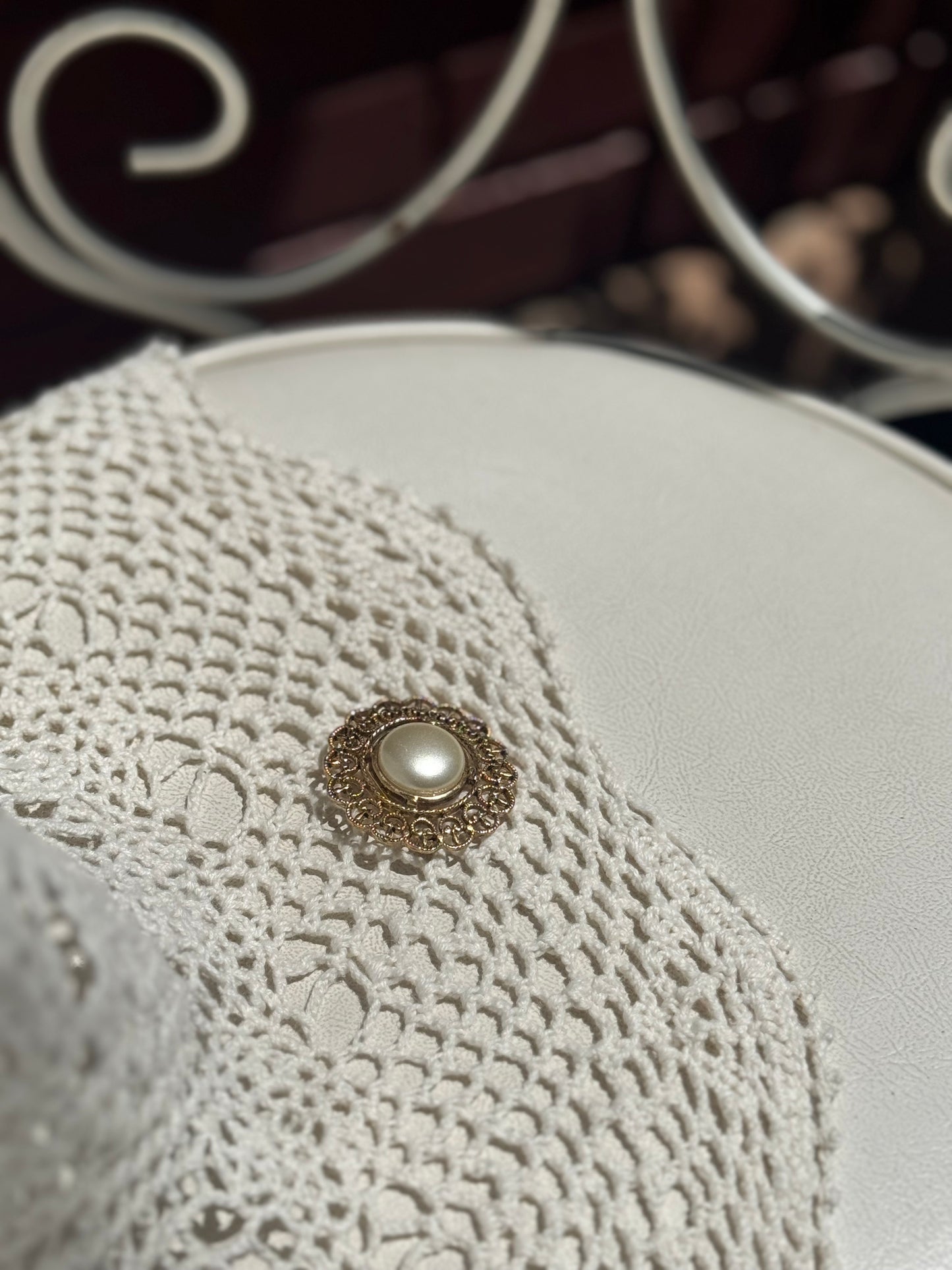 Vintage Ornate Gold & Pearl Statement Brooch