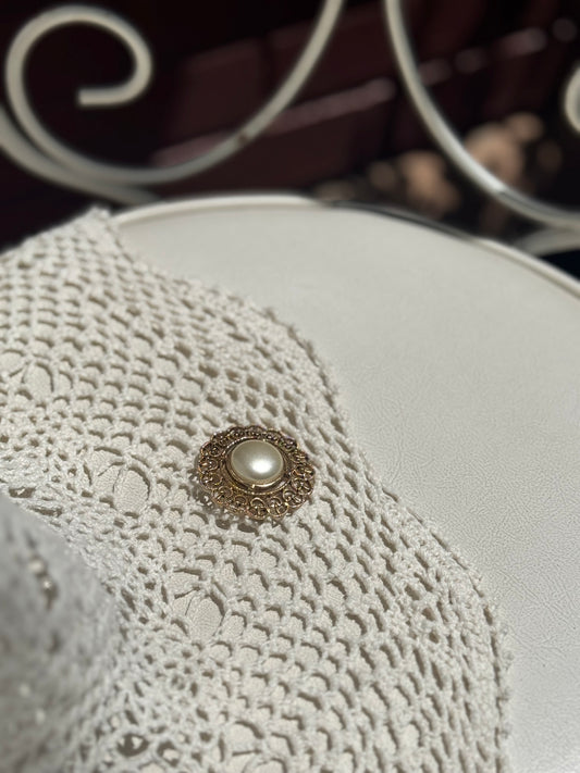Vintage Ornate Gold & Pearl Statement Brooch
