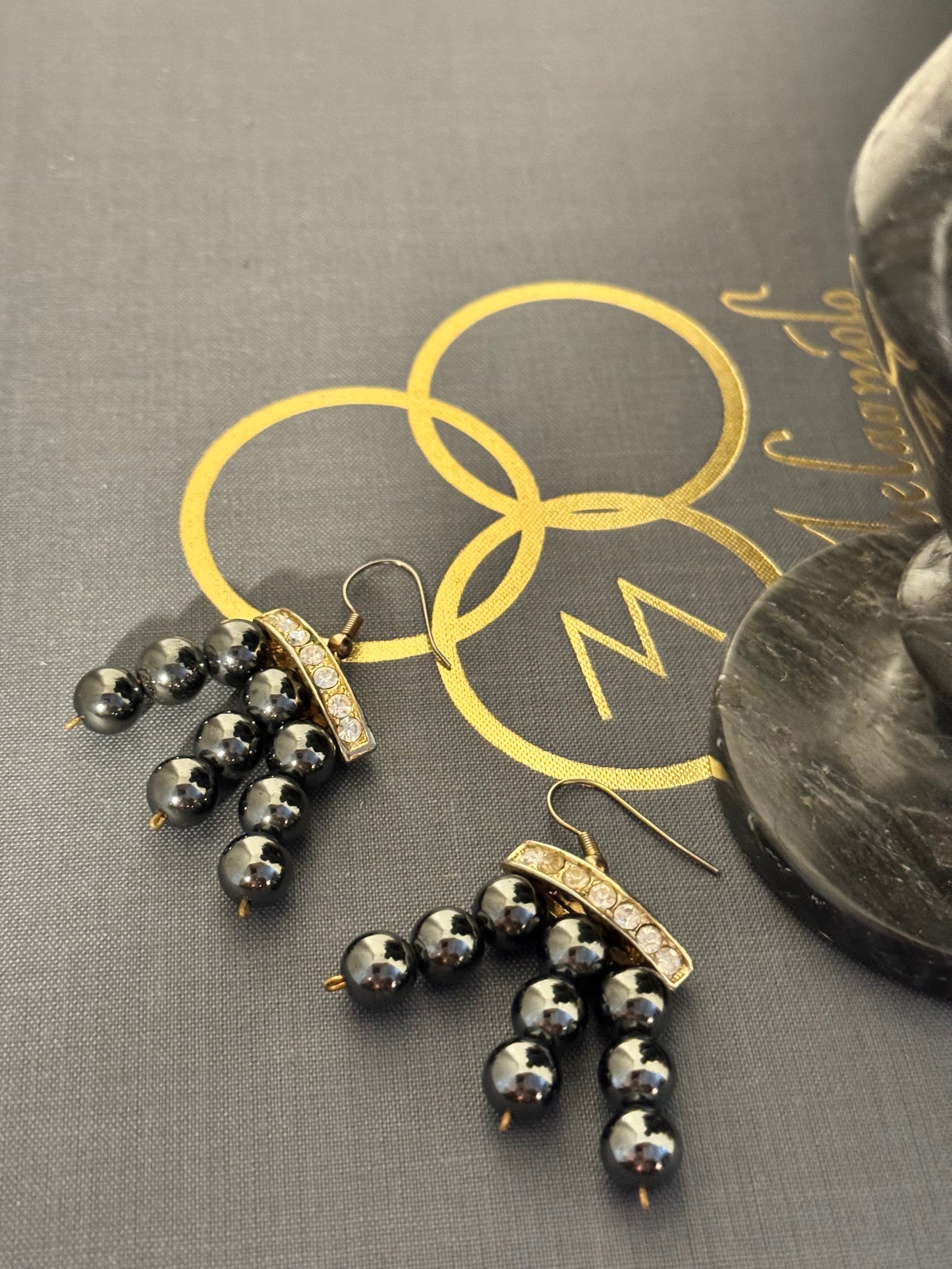 Vintage Black Tie Fringe Earrings