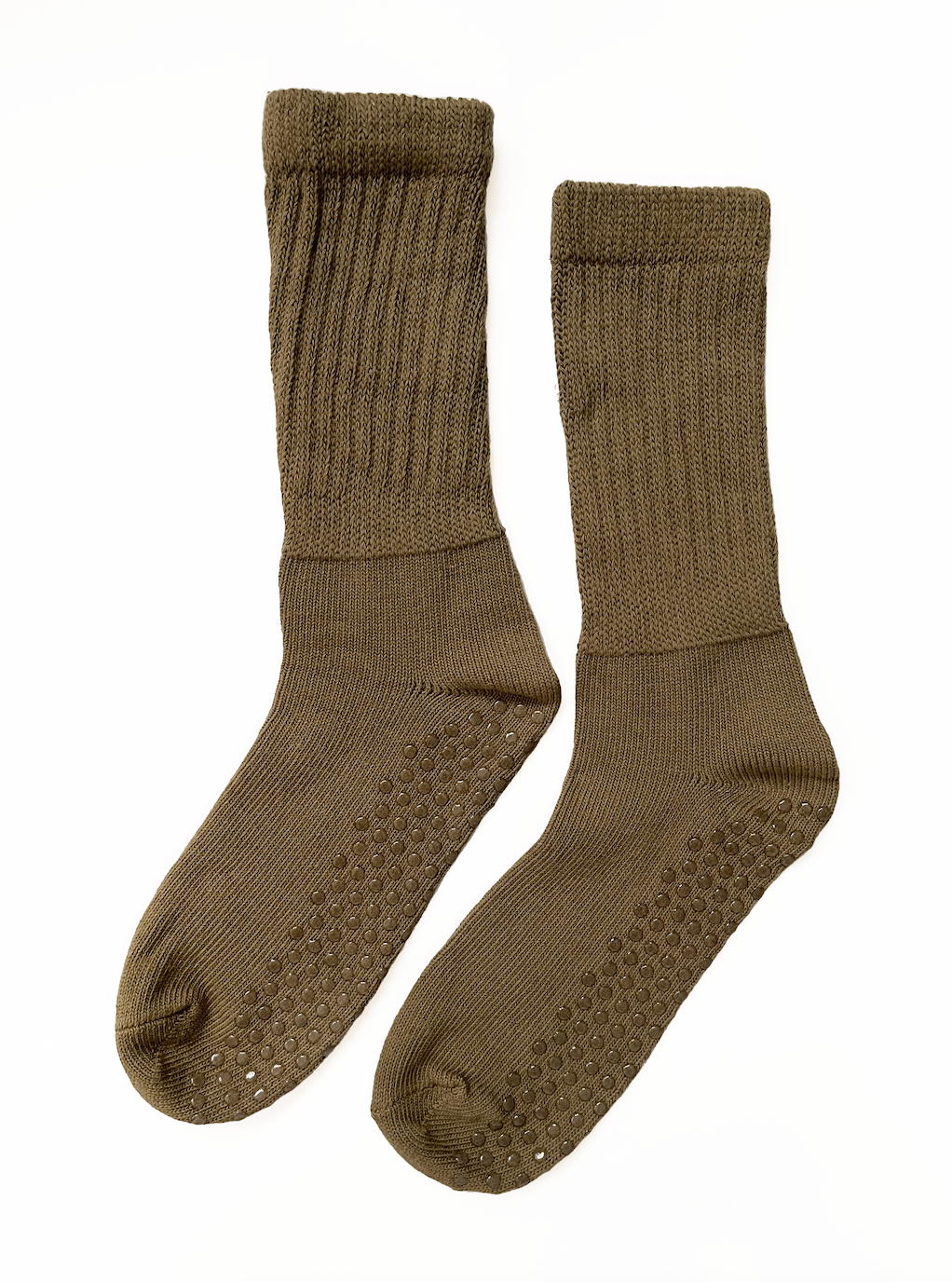 Slouchy grip socks - Olive green: 5 - 7.5