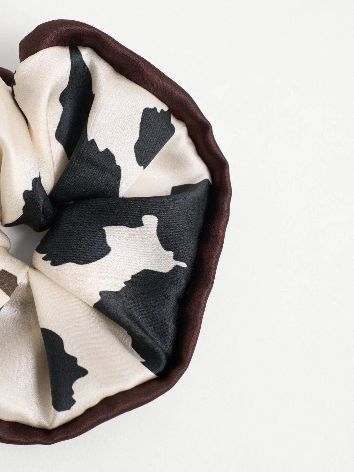 Spot Chic Oversized Silk Scrunchie in Cow Print