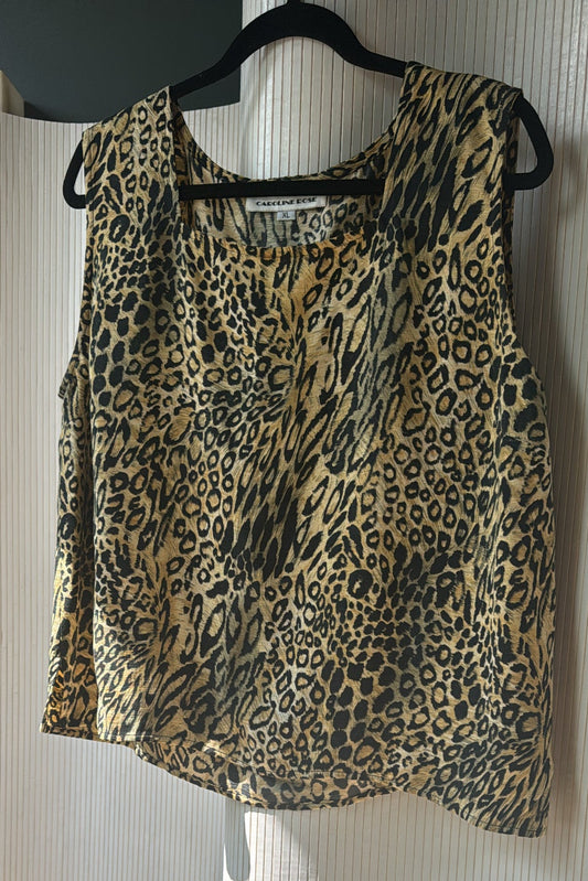 Vintage 100% silk leopard print tank