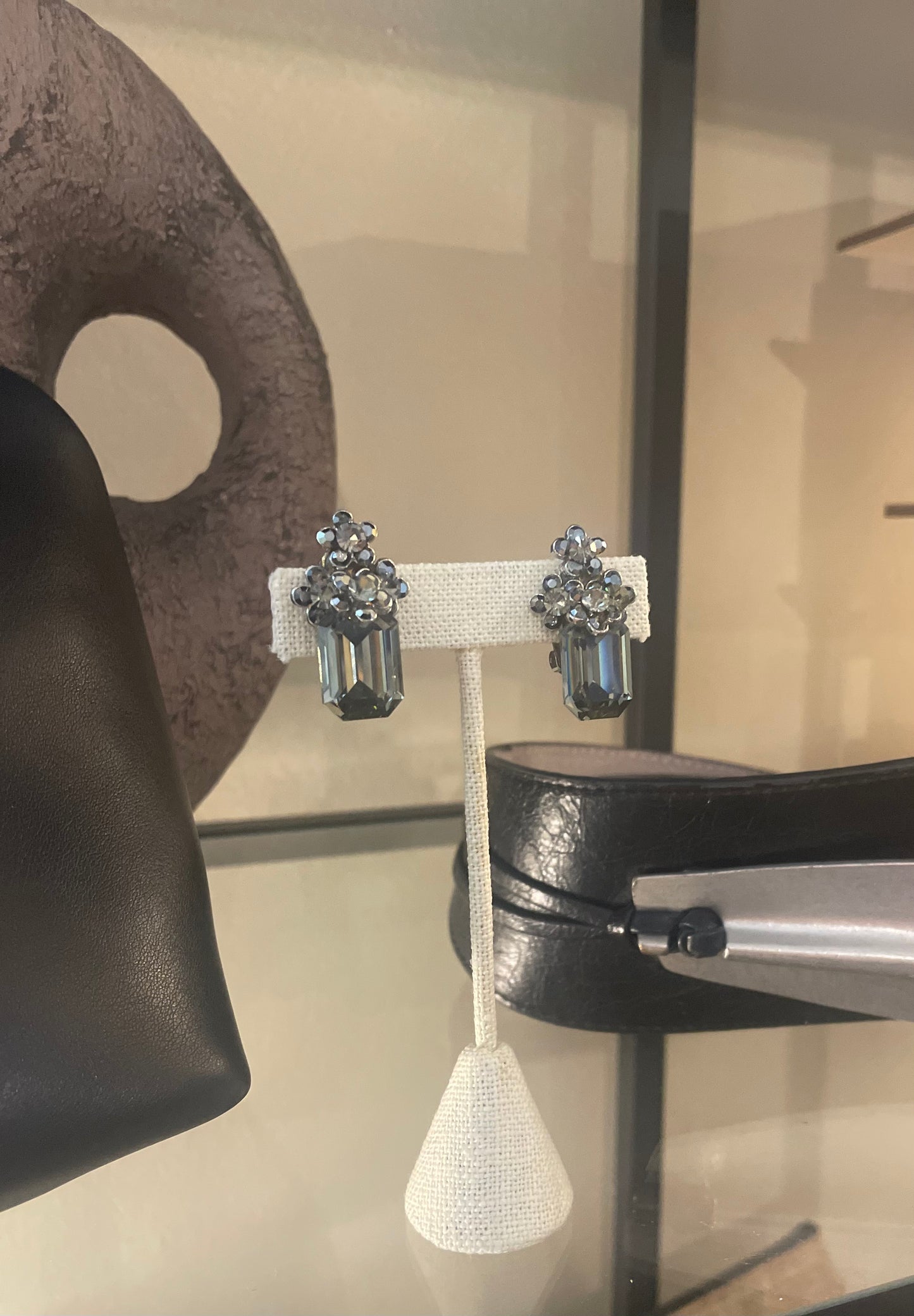 Vintage 1980s smoky gem clip on earrings