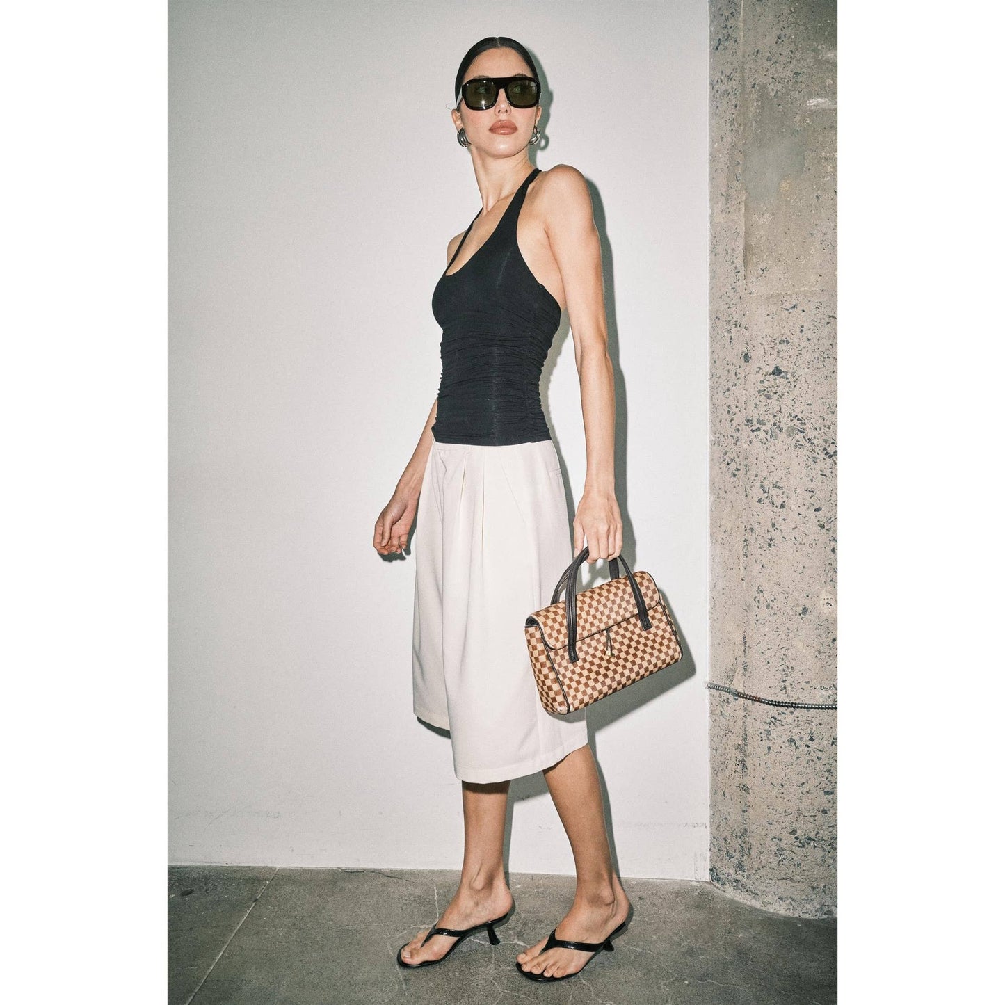 The Helena Ruched Halter Top in Black