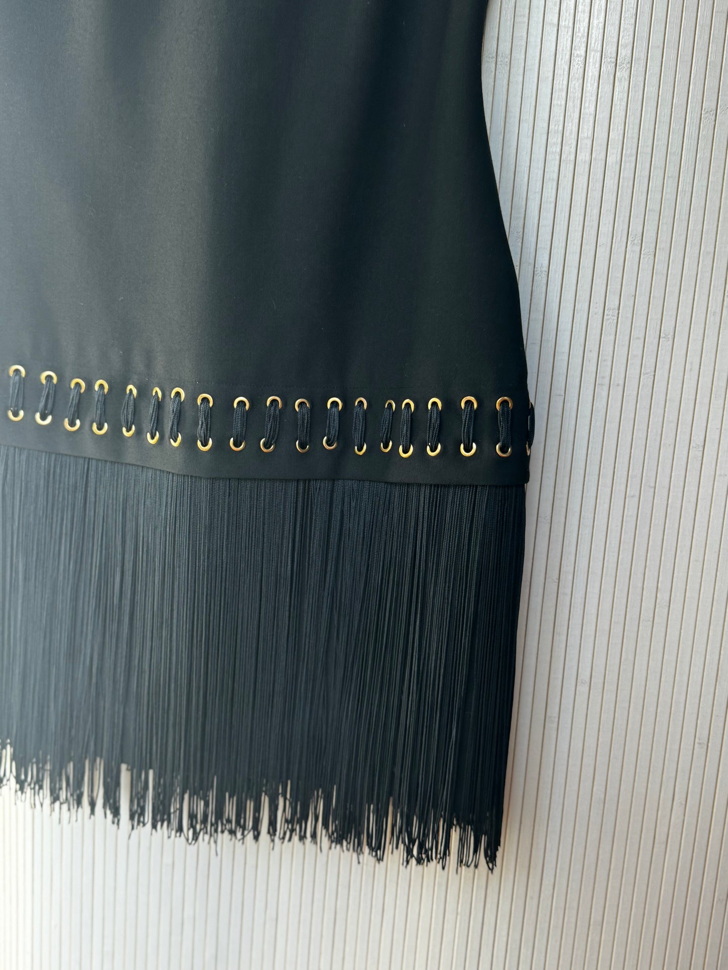 Elizabeth & James Black Fringe Party Dress