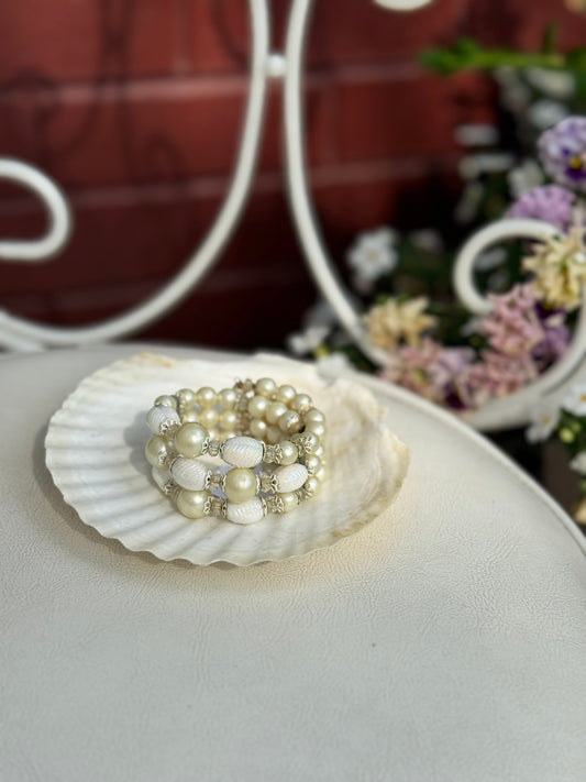 Vintage Faux Pearl Beaded Wrap bracelet