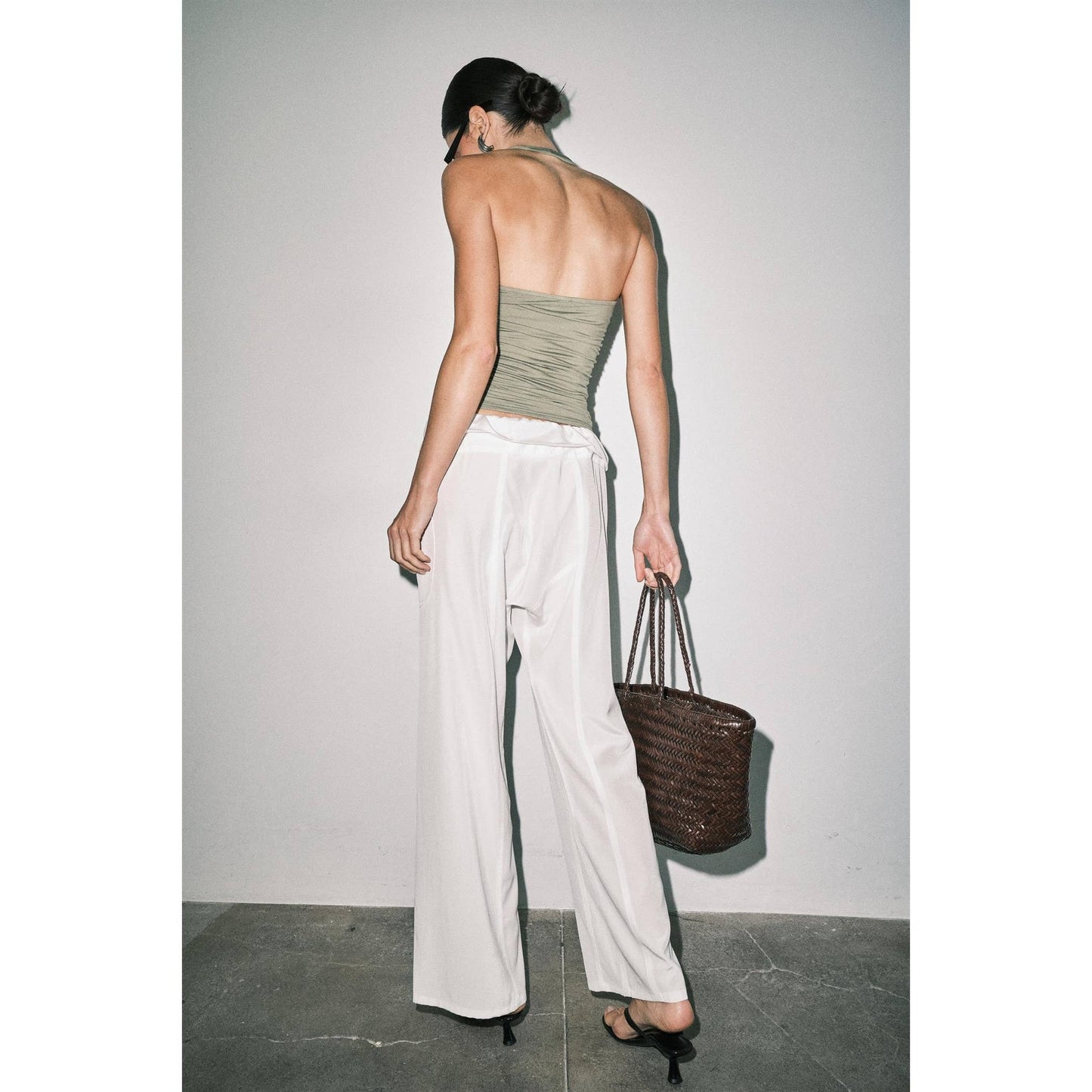 The Mirabelle Ruched Halter in Olive