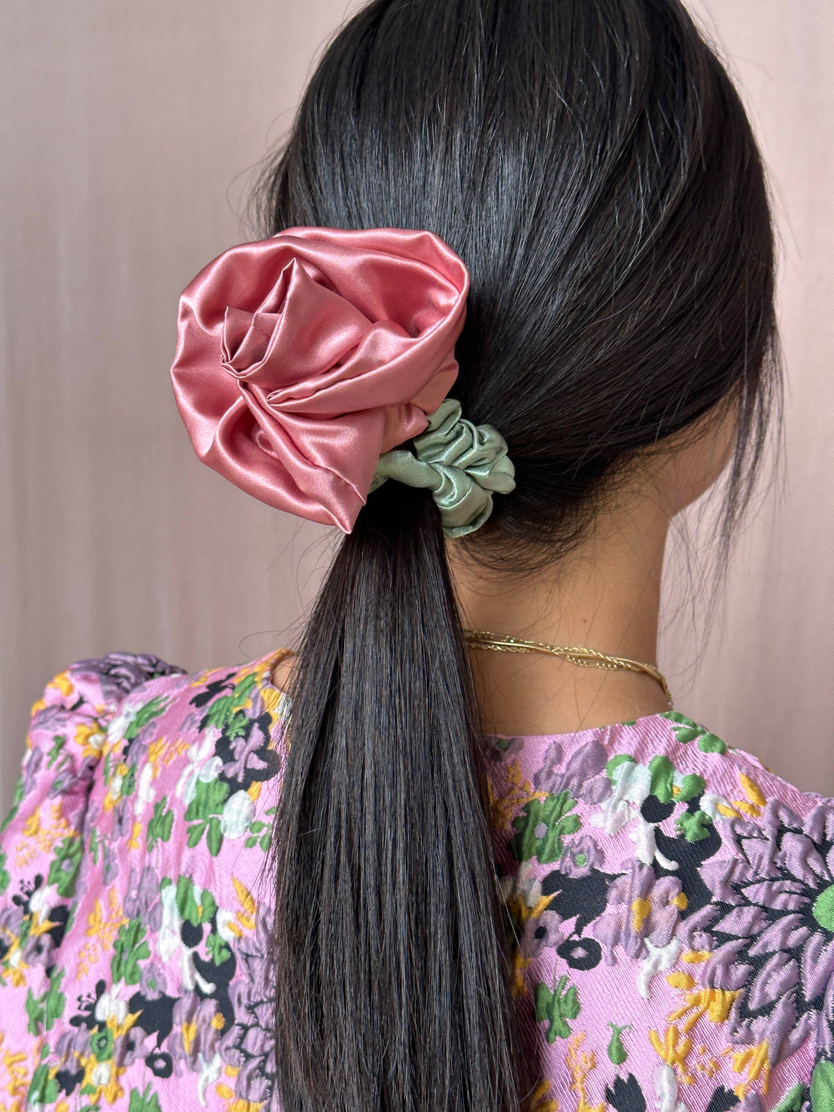 Rosette Scrunchie in Peach by Room Shop