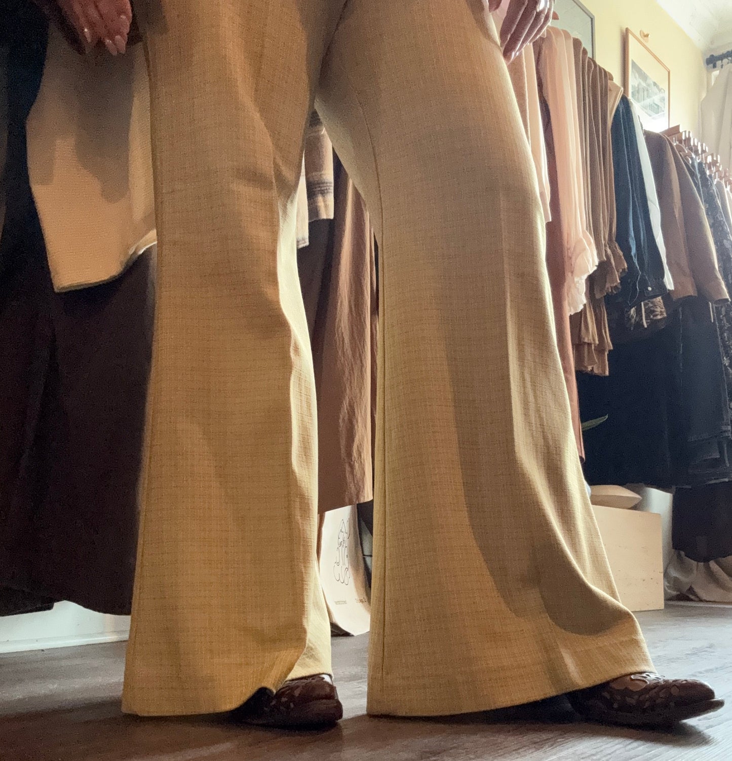 Rare 1970s Mia Checkered True Flare Trousers